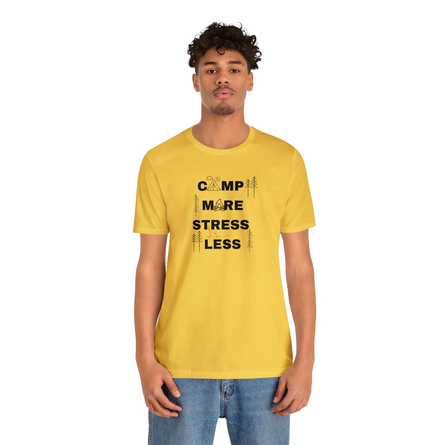 Camp More Stress Less Unisex Jersey Short Sleeve Tee