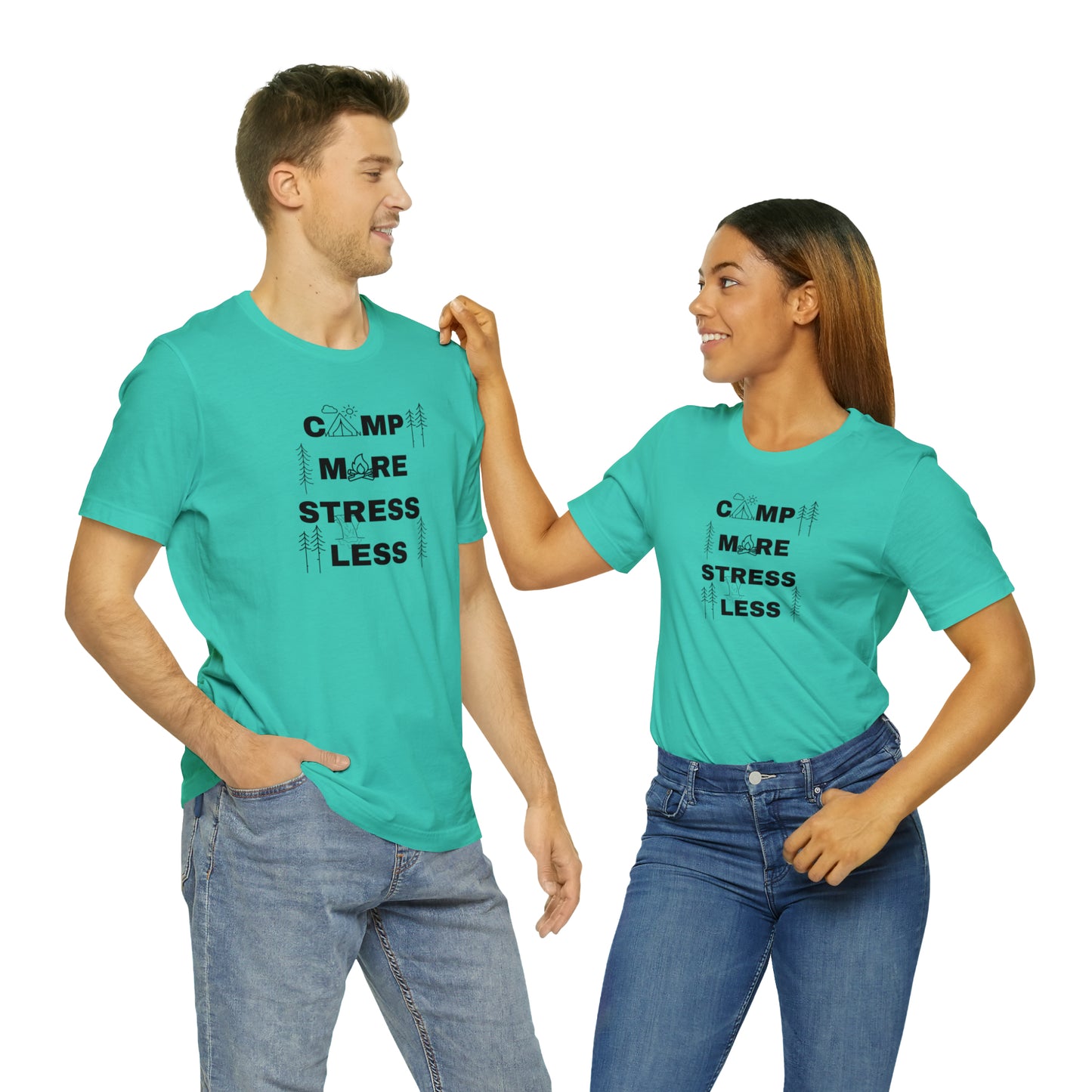 Camp More Stress Less Unisex Jersey Short Sleeve Tee