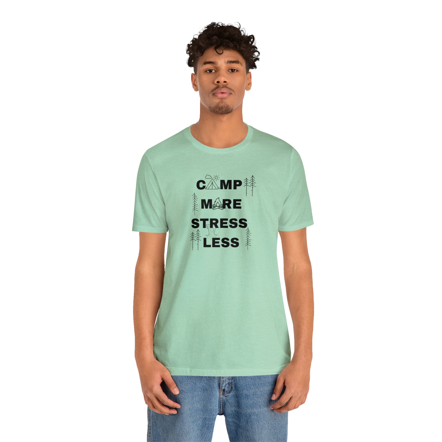 Camp More Stress Less Unisex Jersey Short Sleeve Tee