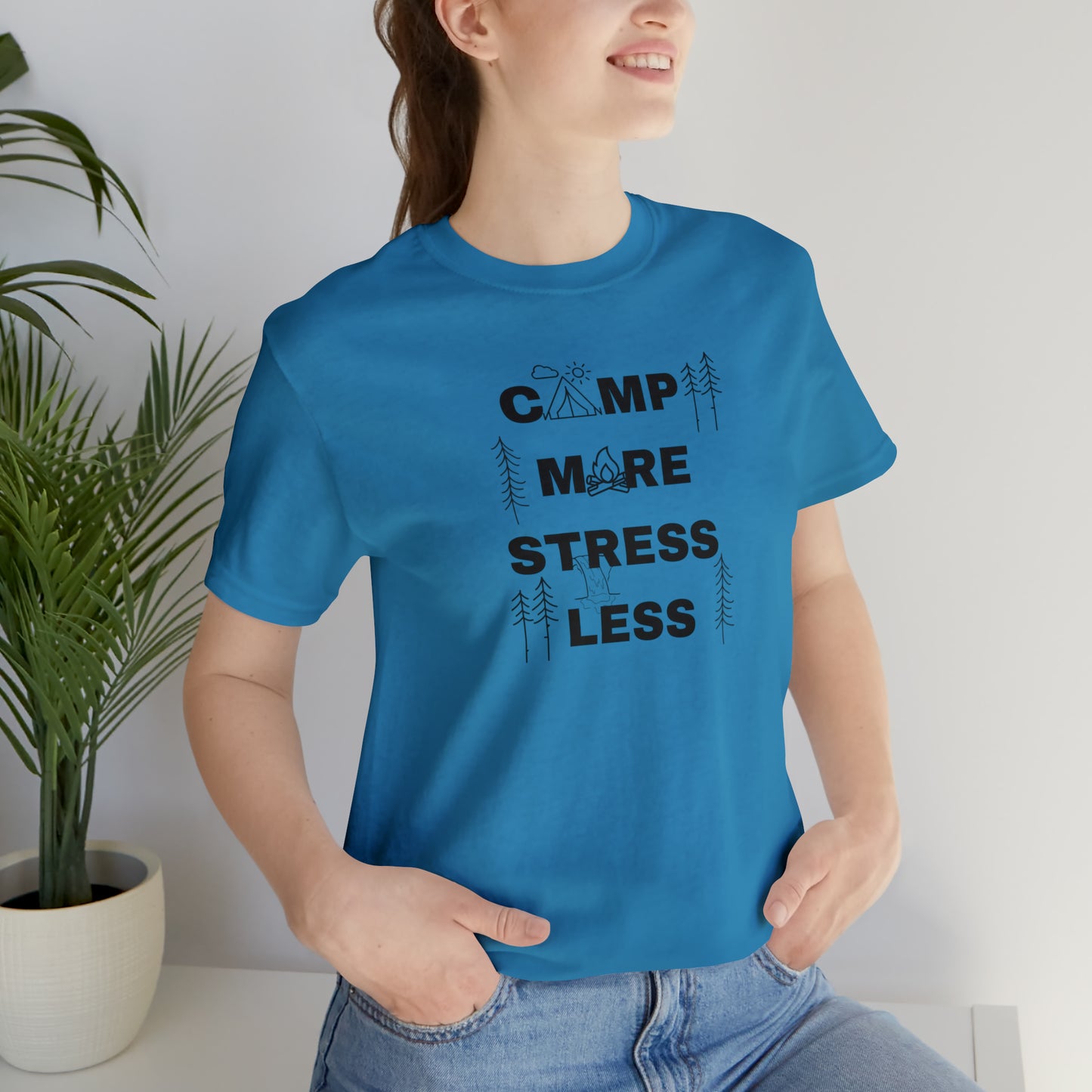 Camp More Stress Less Unisex Jersey Short Sleeve Tee
