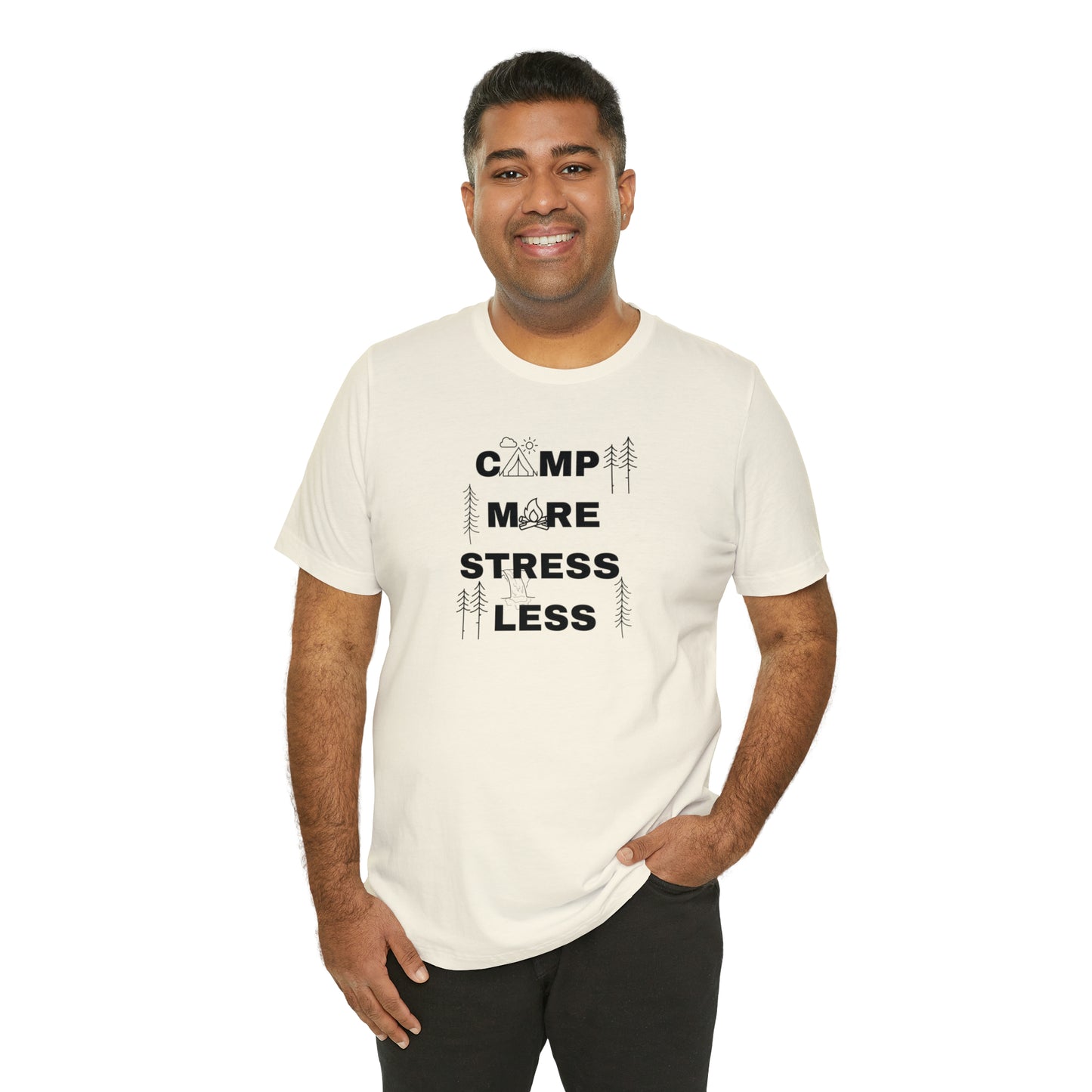 Camp More Stress Less Unisex Jersey Short Sleeve Tee