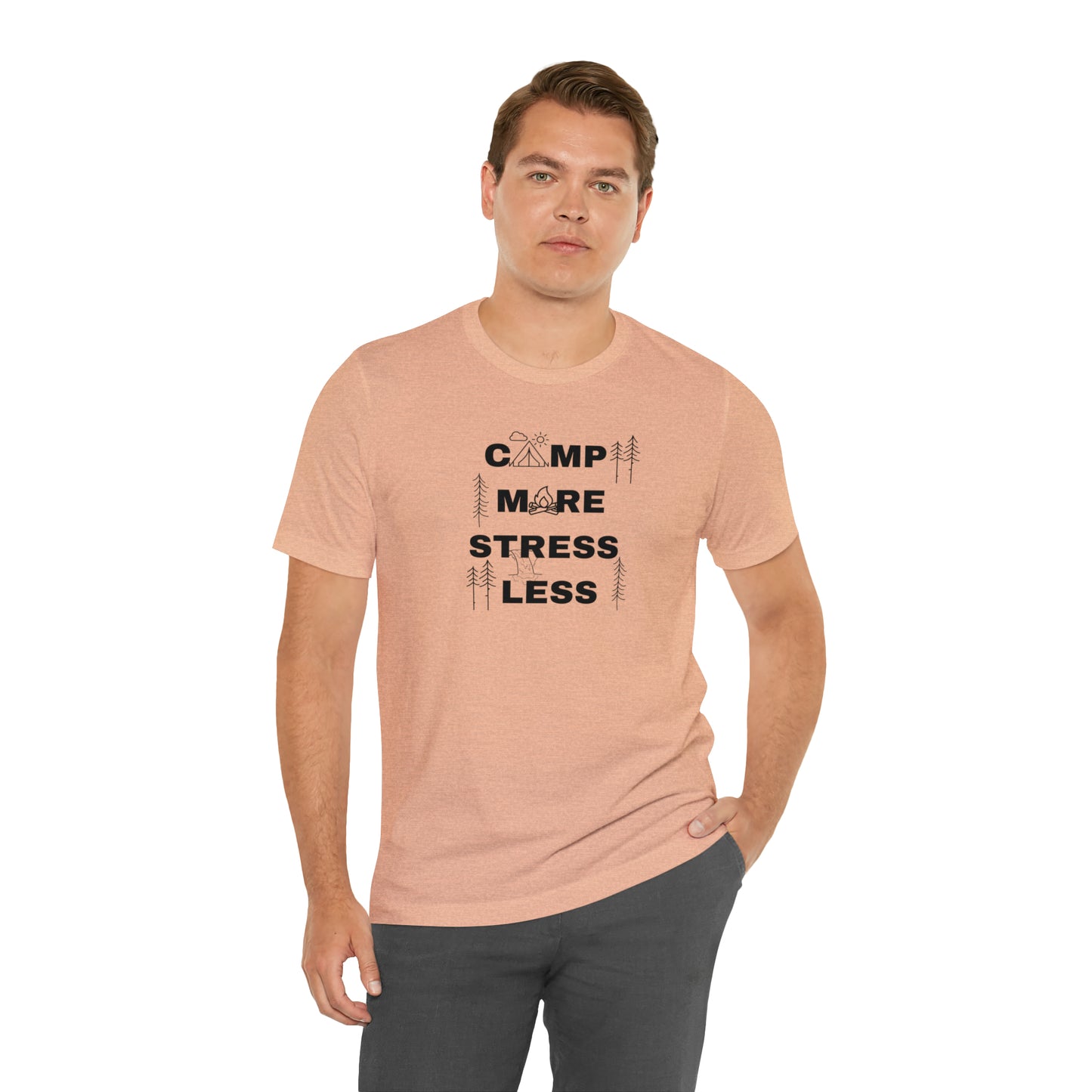 Camp More Stress Less Unisex Jersey Short Sleeve Tee