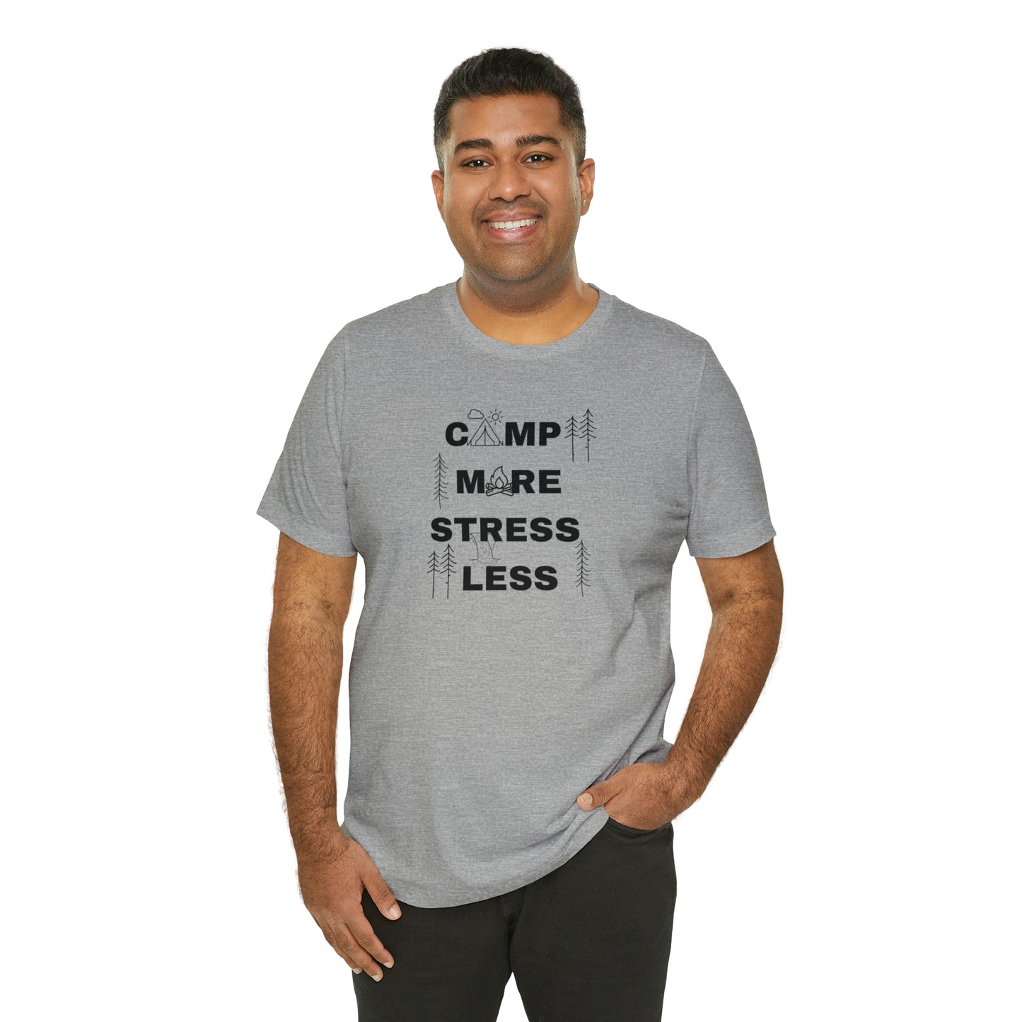 Camp More Stress Less Unisex Jersey Short Sleeve Tee
