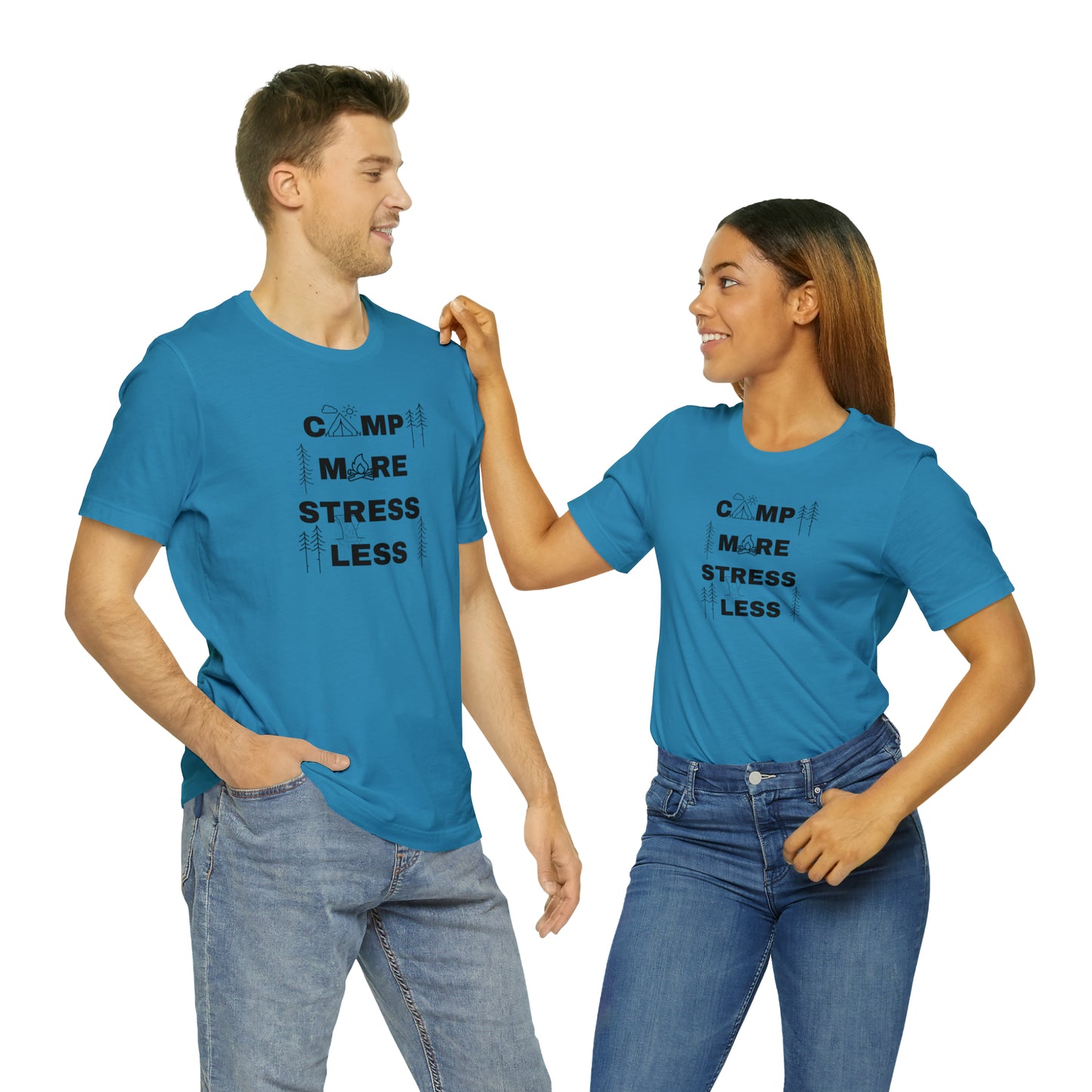 Camp More Stress Less Unisex Jersey Short Sleeve Tee