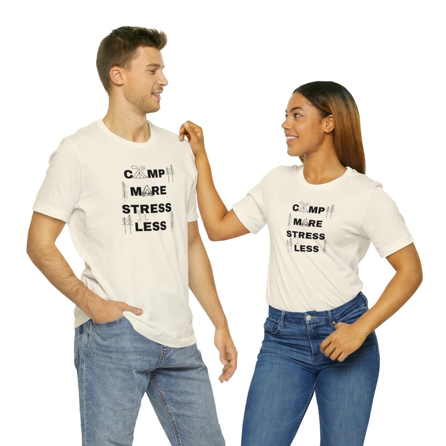 Camp More Stress Less Unisex Jersey Short Sleeve Tee