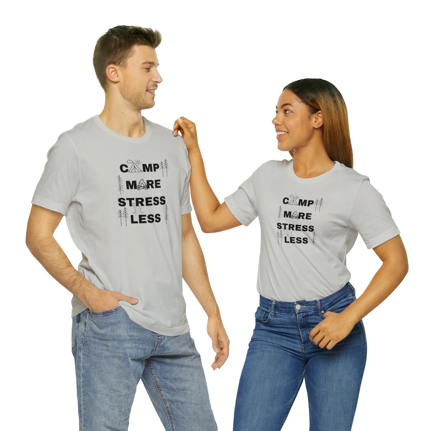 Camp More Stress Less Unisex Jersey Short Sleeve Tee