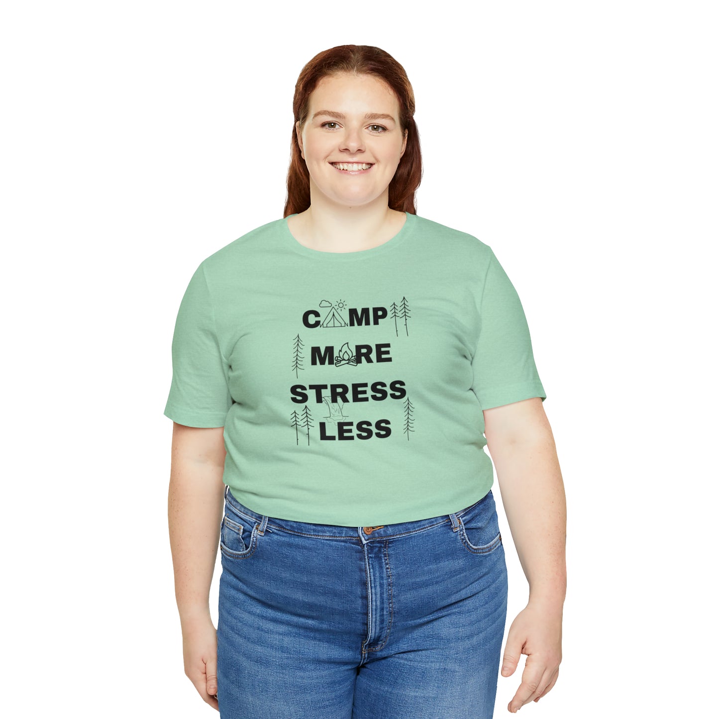 Camp More Stress Less Unisex Jersey Short Sleeve Tee