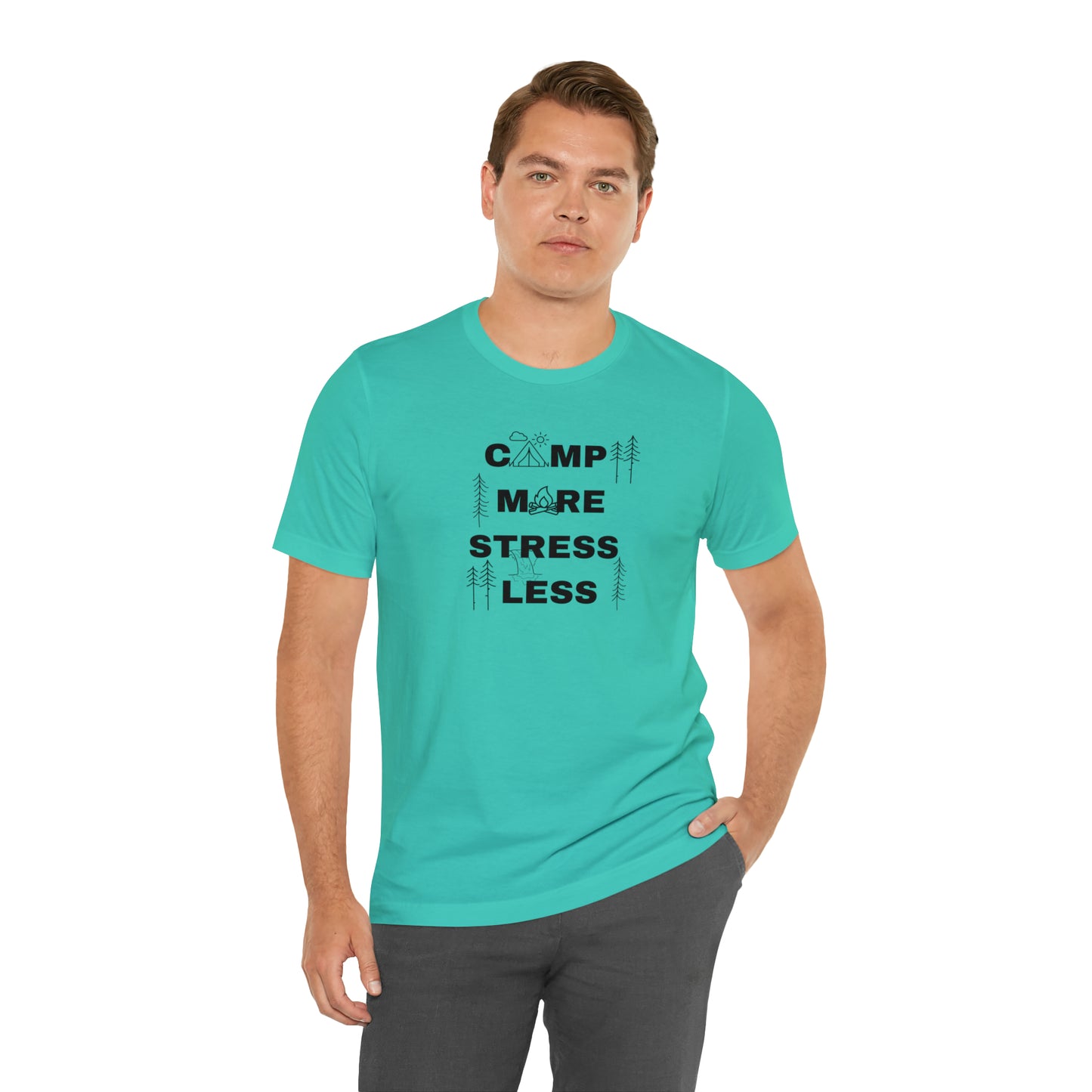 Camp More Stress Less Unisex Jersey Short Sleeve Tee