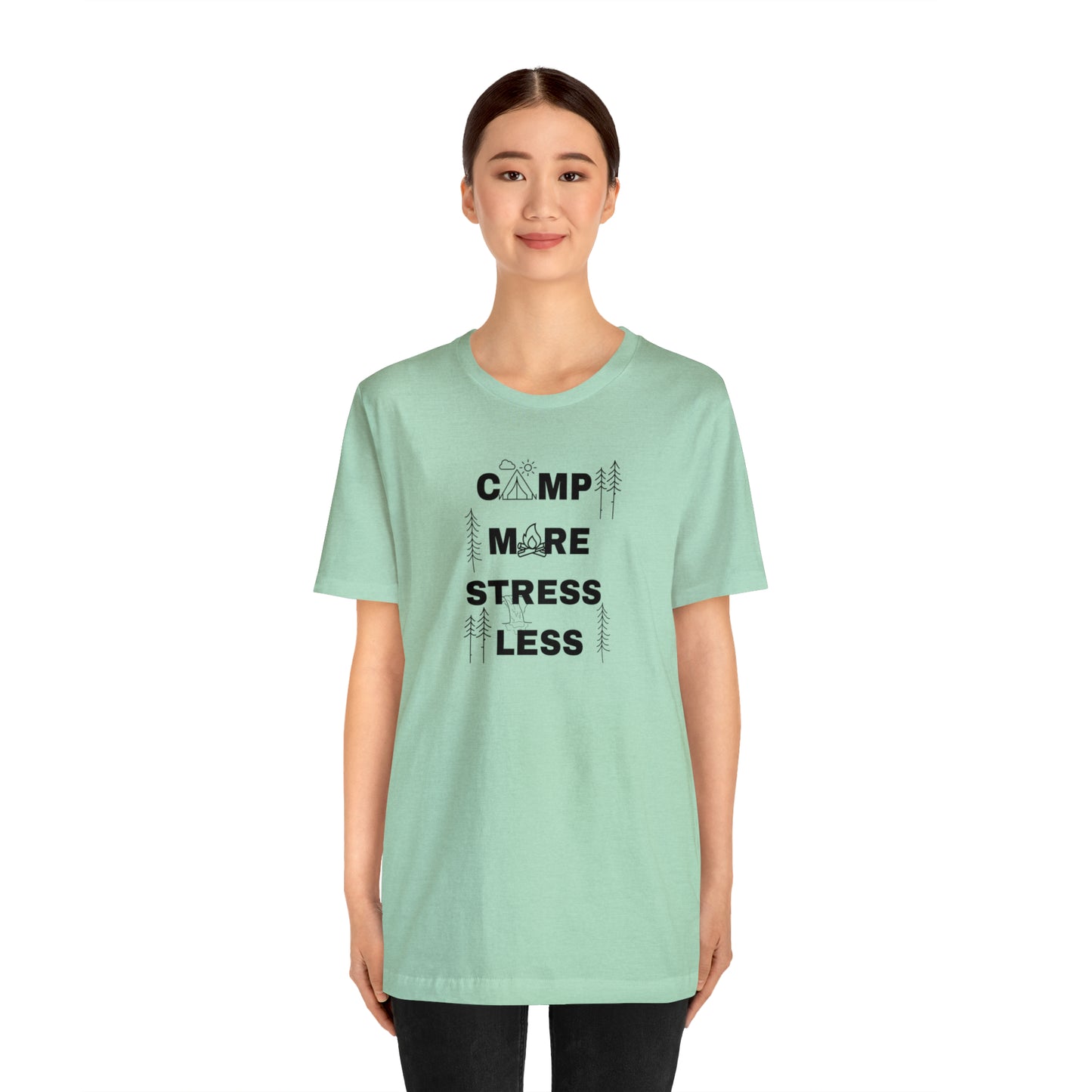 Camp More Stress Less Unisex Jersey Short Sleeve Tee