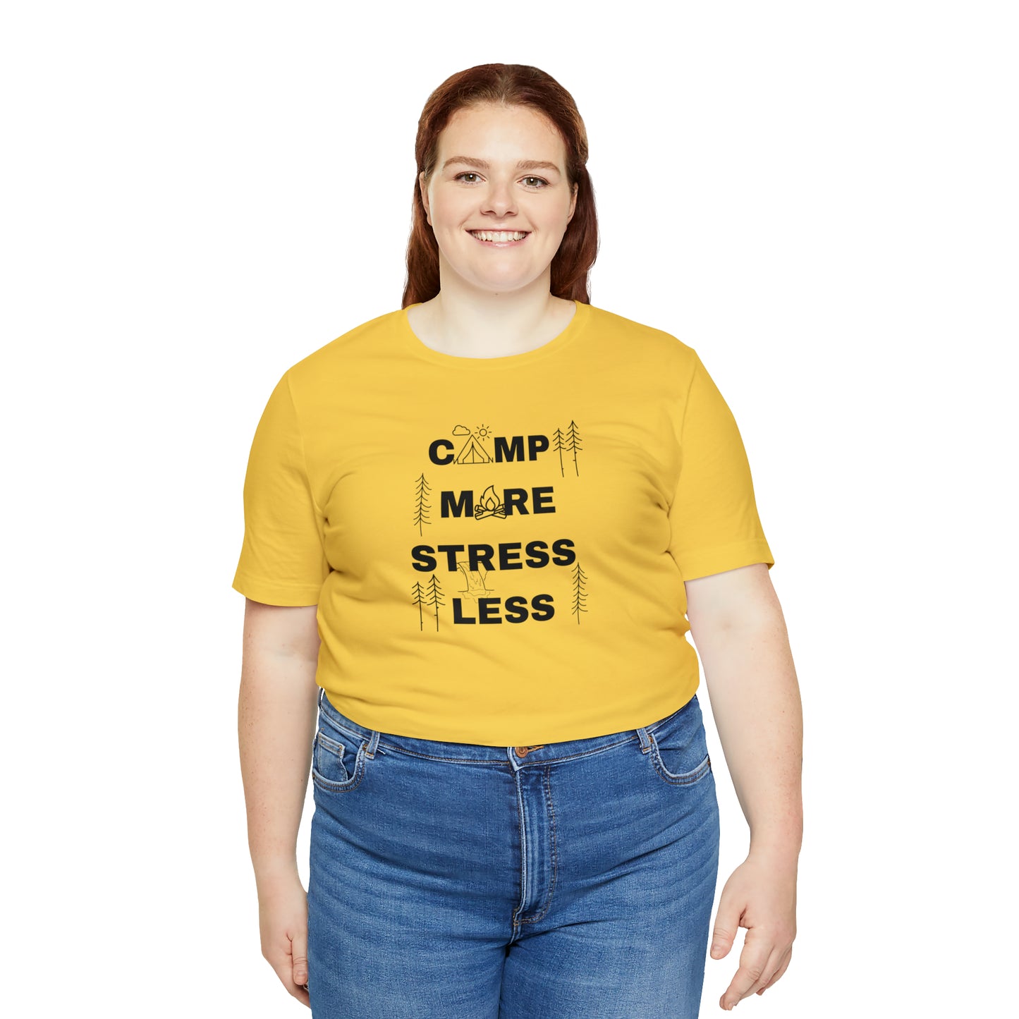 Camp More Stress Less Unisex Jersey Short Sleeve Tee