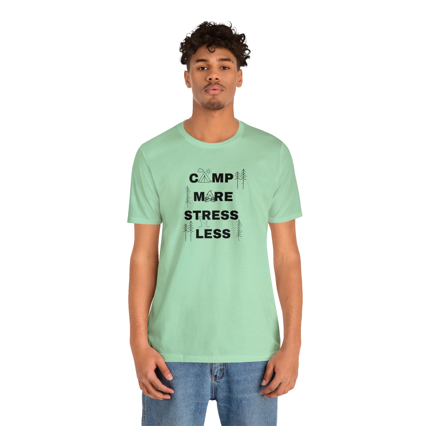 Camp More Stress Less Unisex Jersey Short Sleeve Tee
