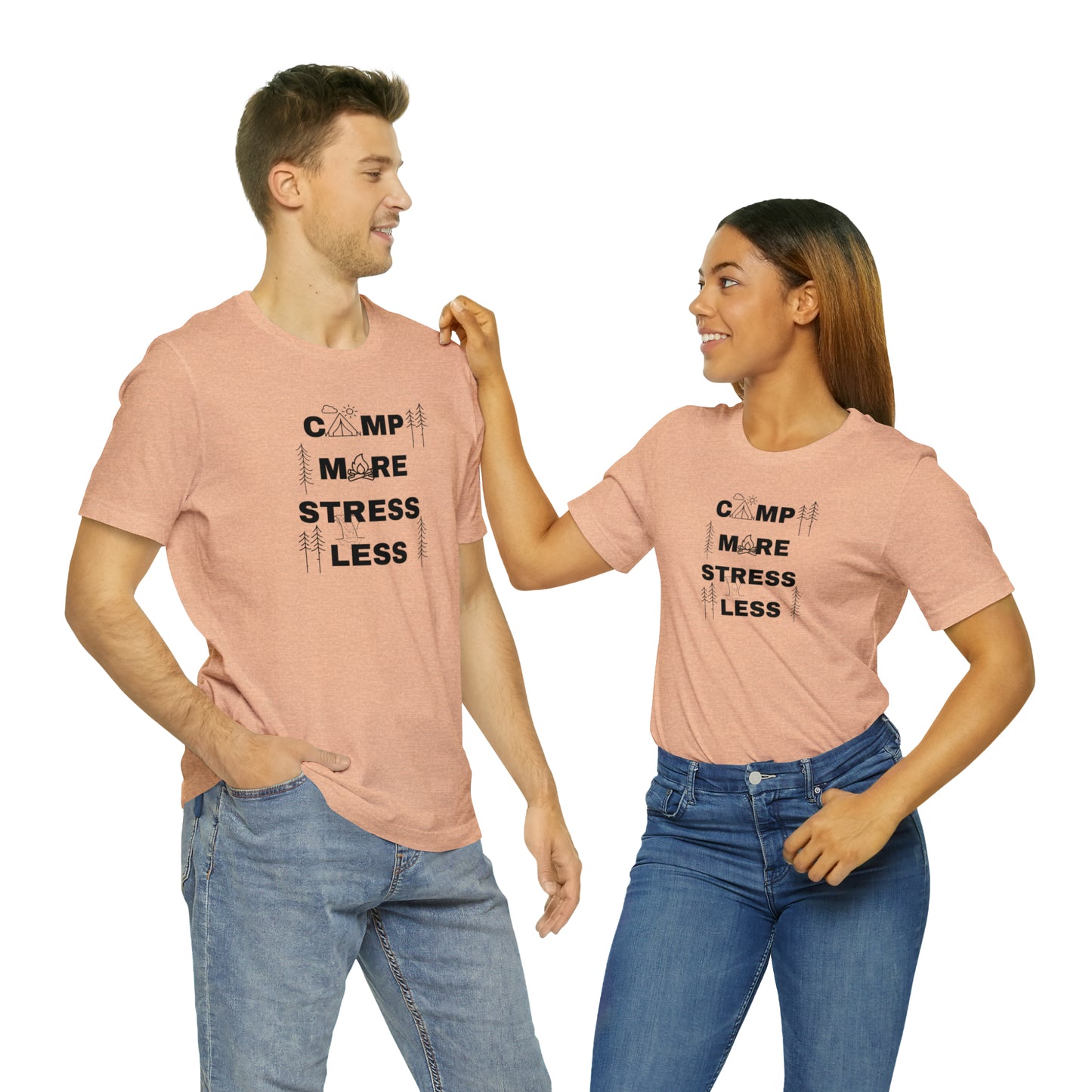 Camp More Stress Less Unisex Jersey Short Sleeve Tee