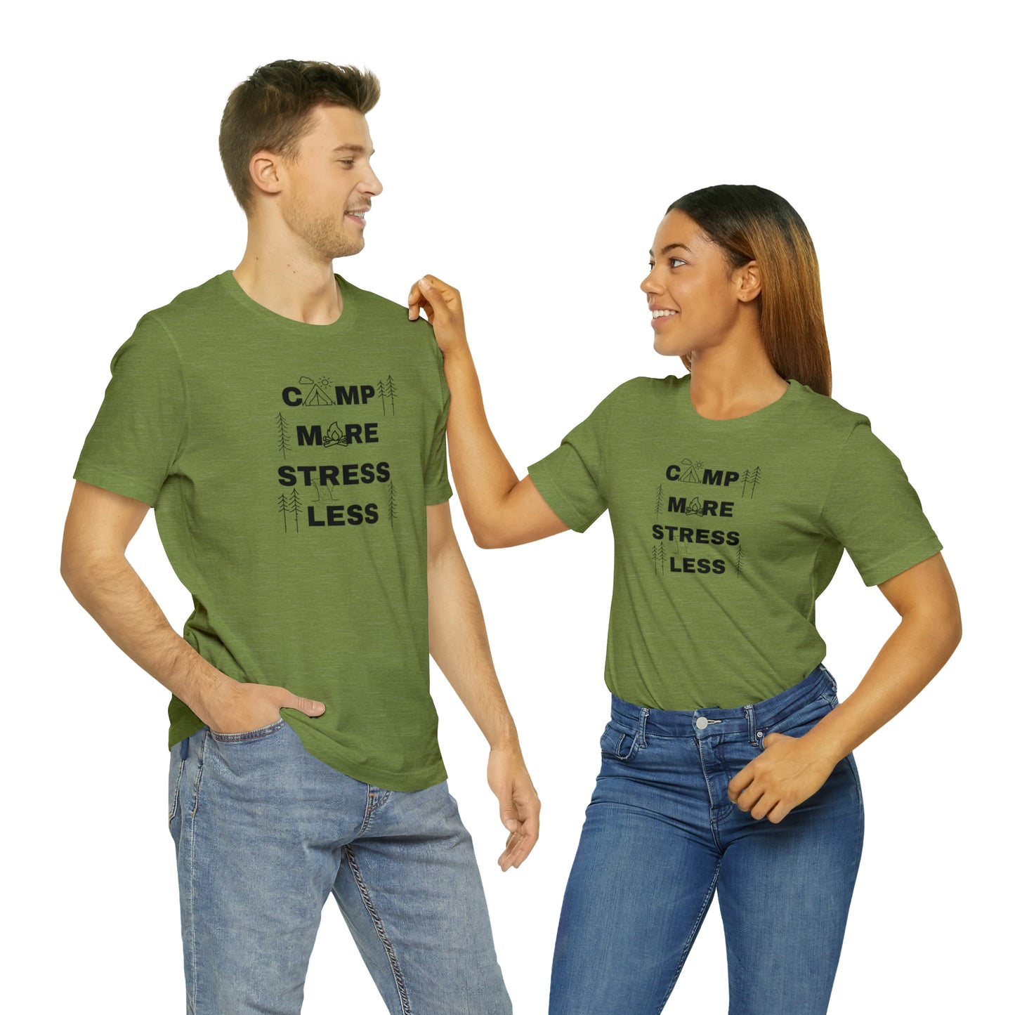 Camp More Stress Less Unisex Jersey Short Sleeve Tee