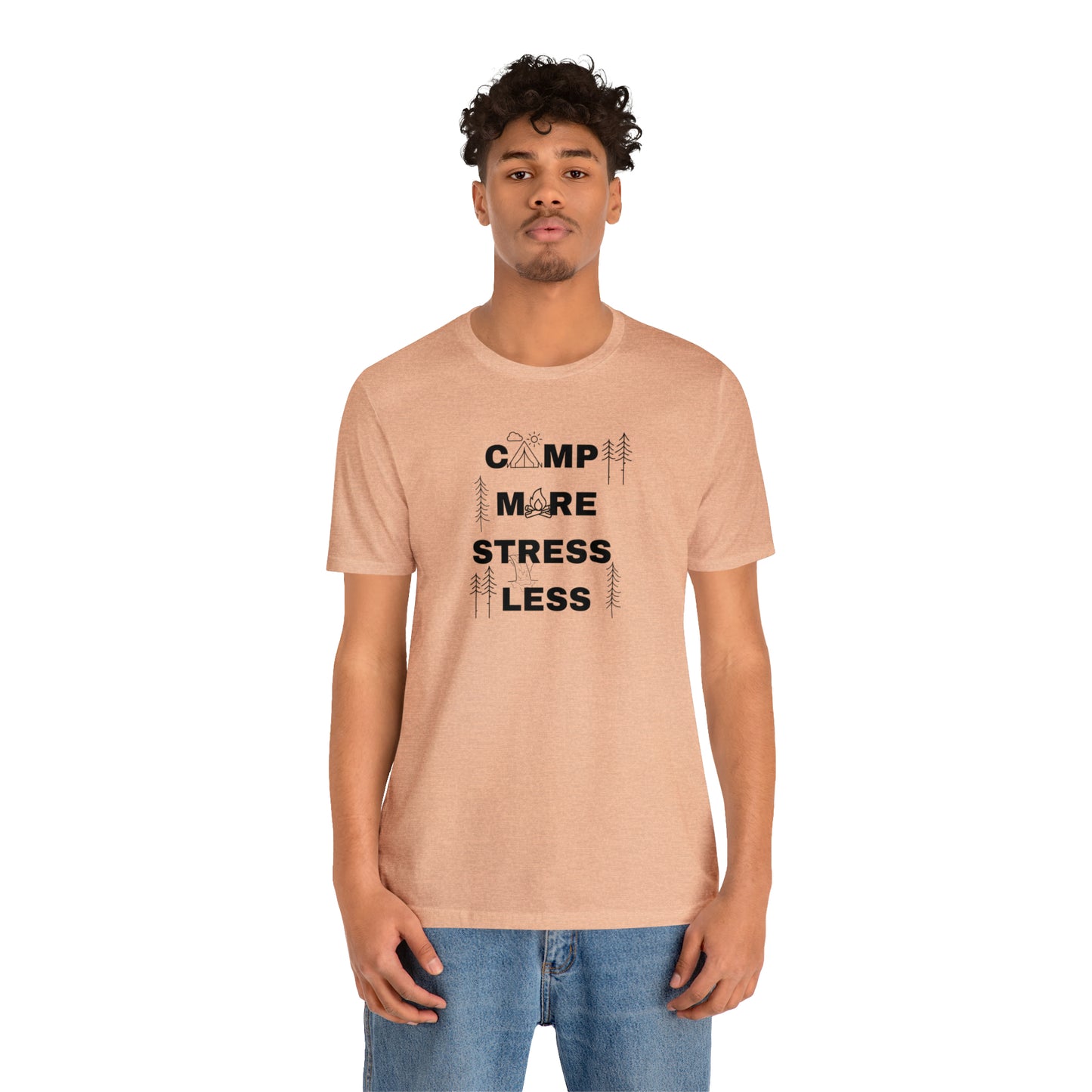 Camp More Stress Less Unisex Jersey Short Sleeve Tee
