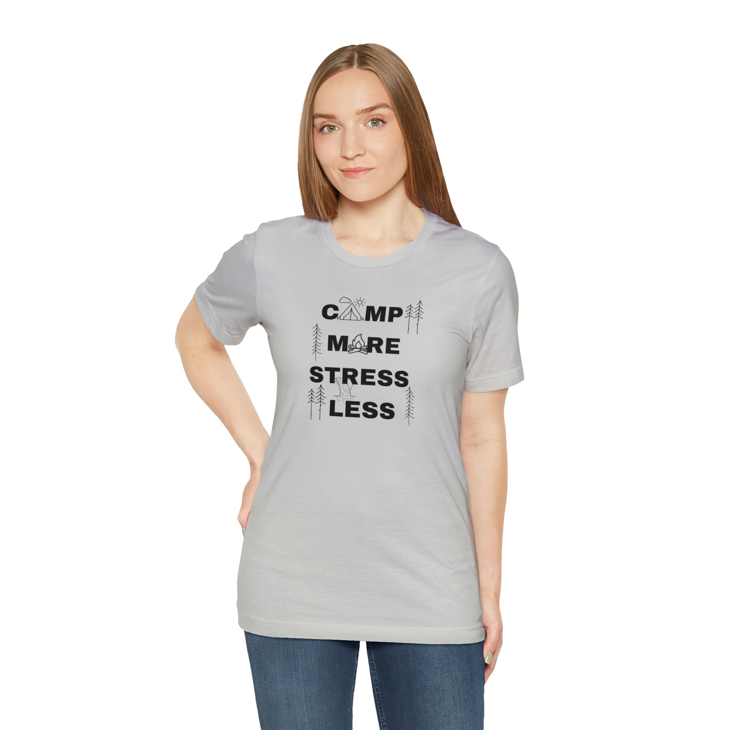 Camp More Stress Less Unisex Jersey Short Sleeve Tee