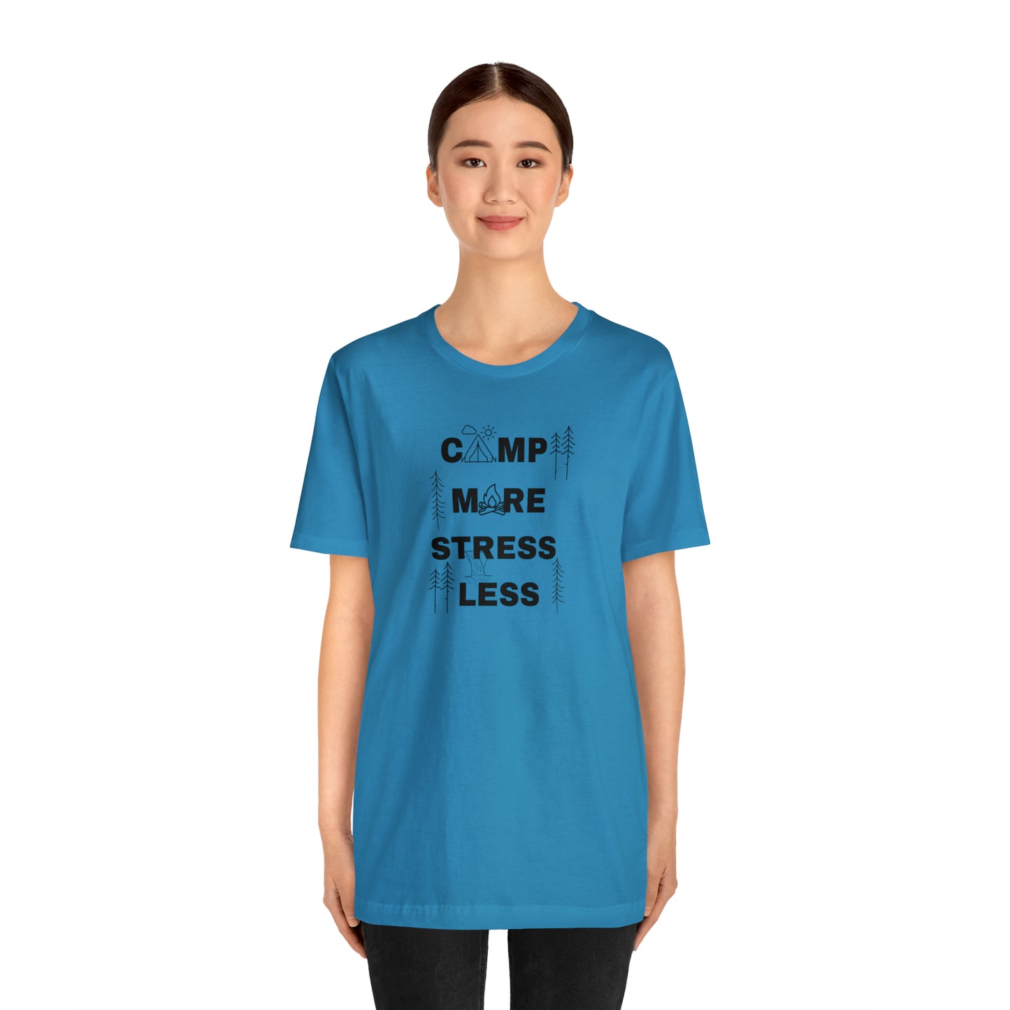 Camp More Stress Less Unisex Jersey Short Sleeve Tee