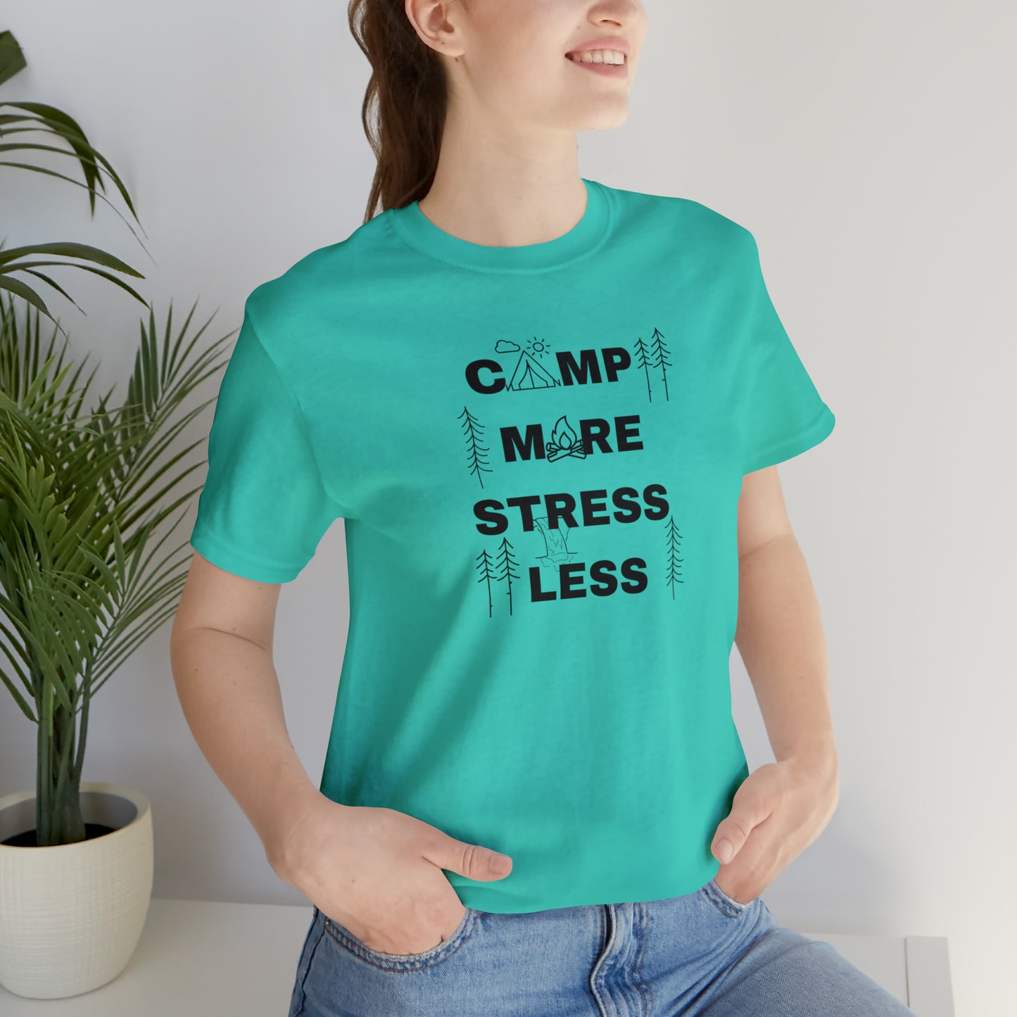 Camp More Stress Less Unisex Jersey Short Sleeve Tee