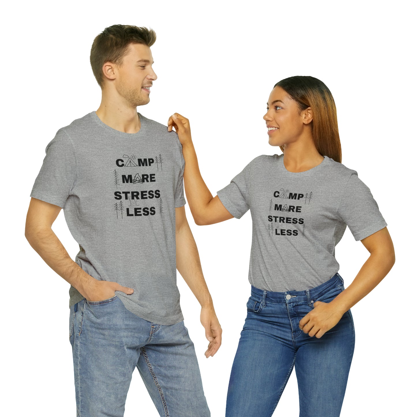 Camp More Stress Less Unisex Jersey Short Sleeve Tee