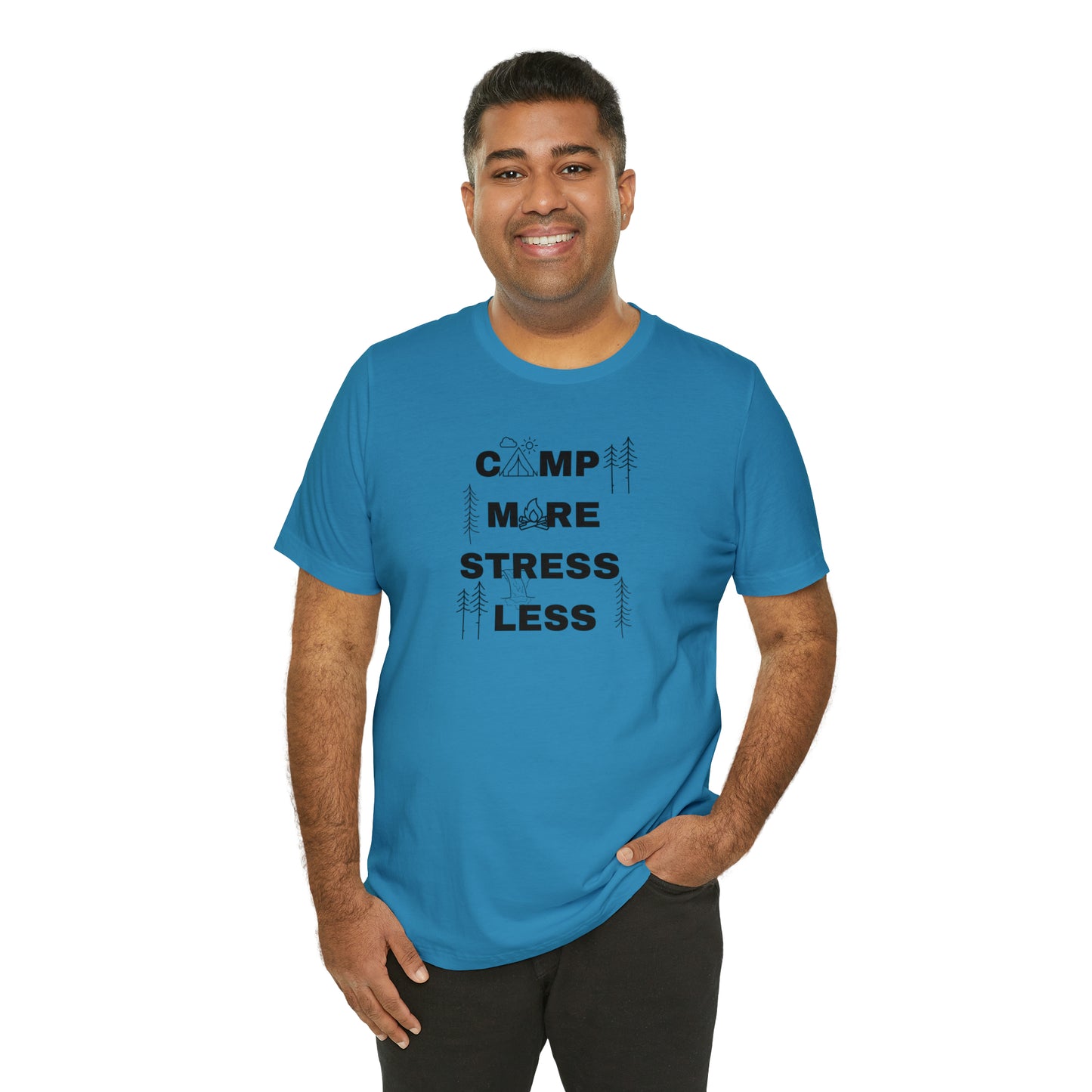 Camp More Stress Less Unisex Jersey Short Sleeve Tee