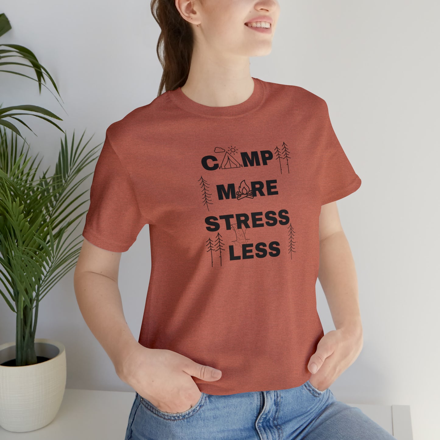 Camp More Stress Less Unisex Jersey Short Sleeve Tee