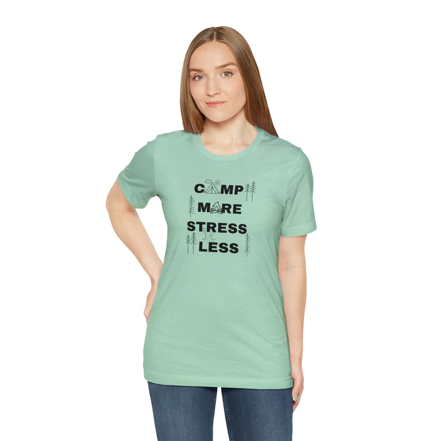 Camp More Stress Less Unisex Jersey Short Sleeve Tee