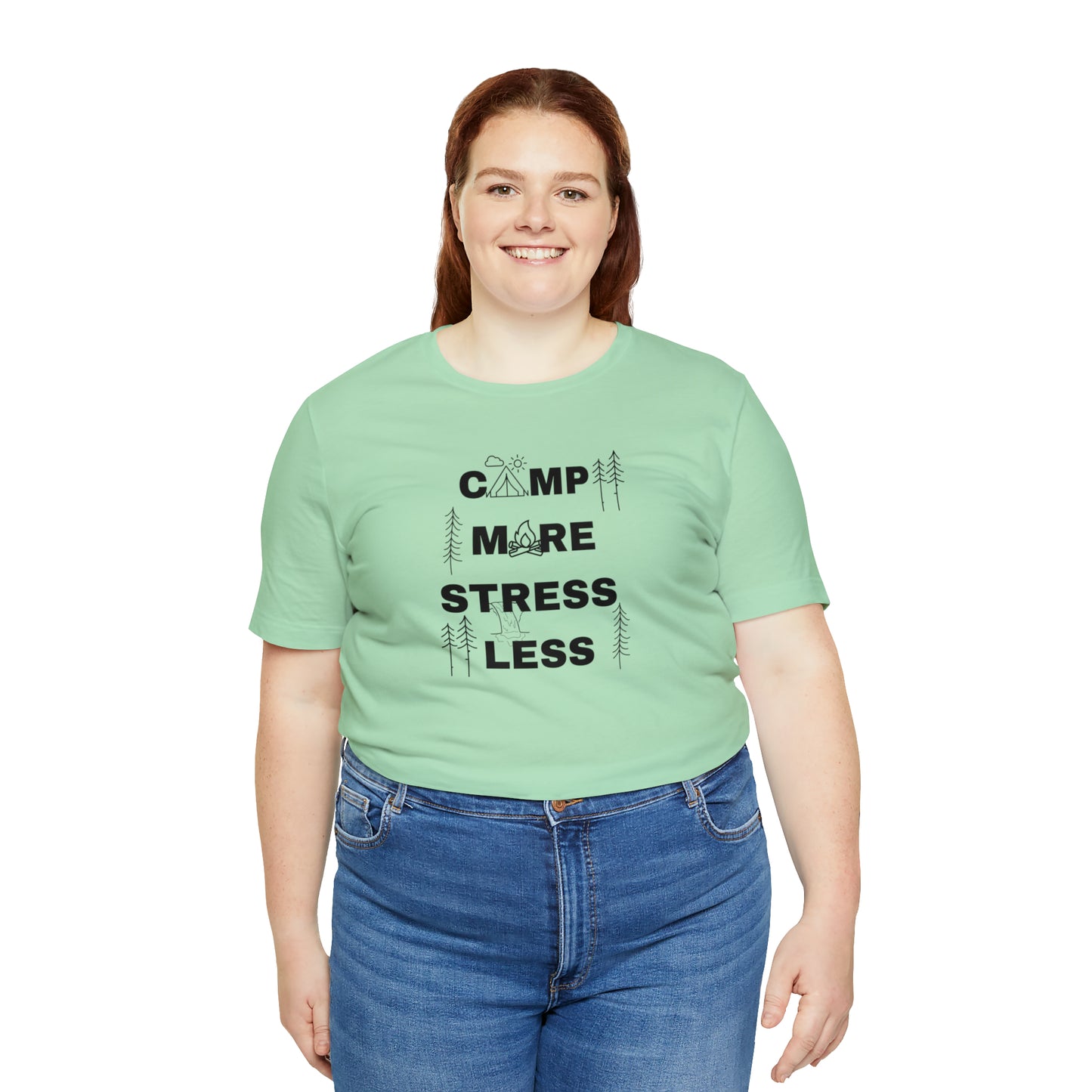 Camp More Stress Less Unisex Jersey Short Sleeve Tee