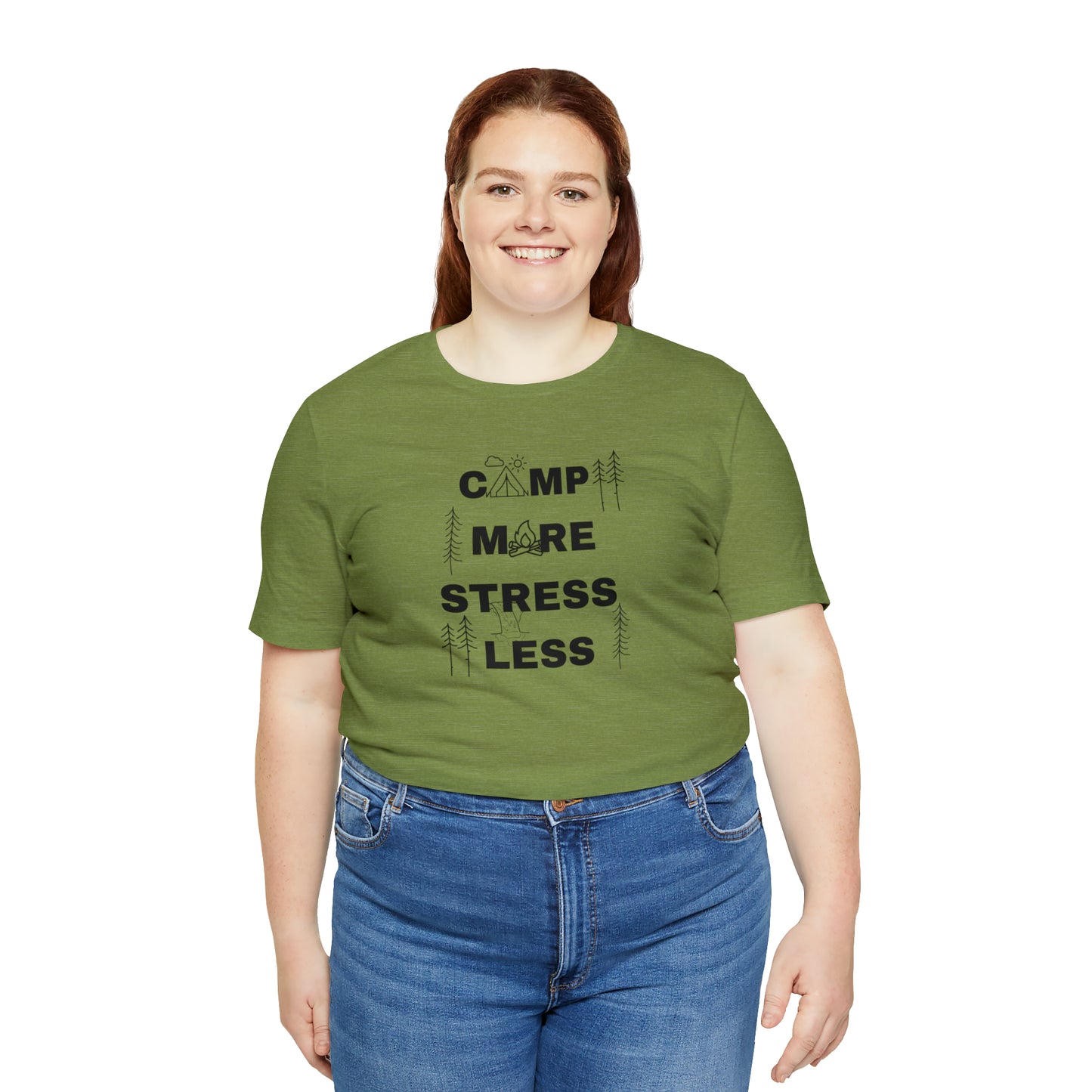 Camp More Stress Less Unisex Jersey Short Sleeve Tee