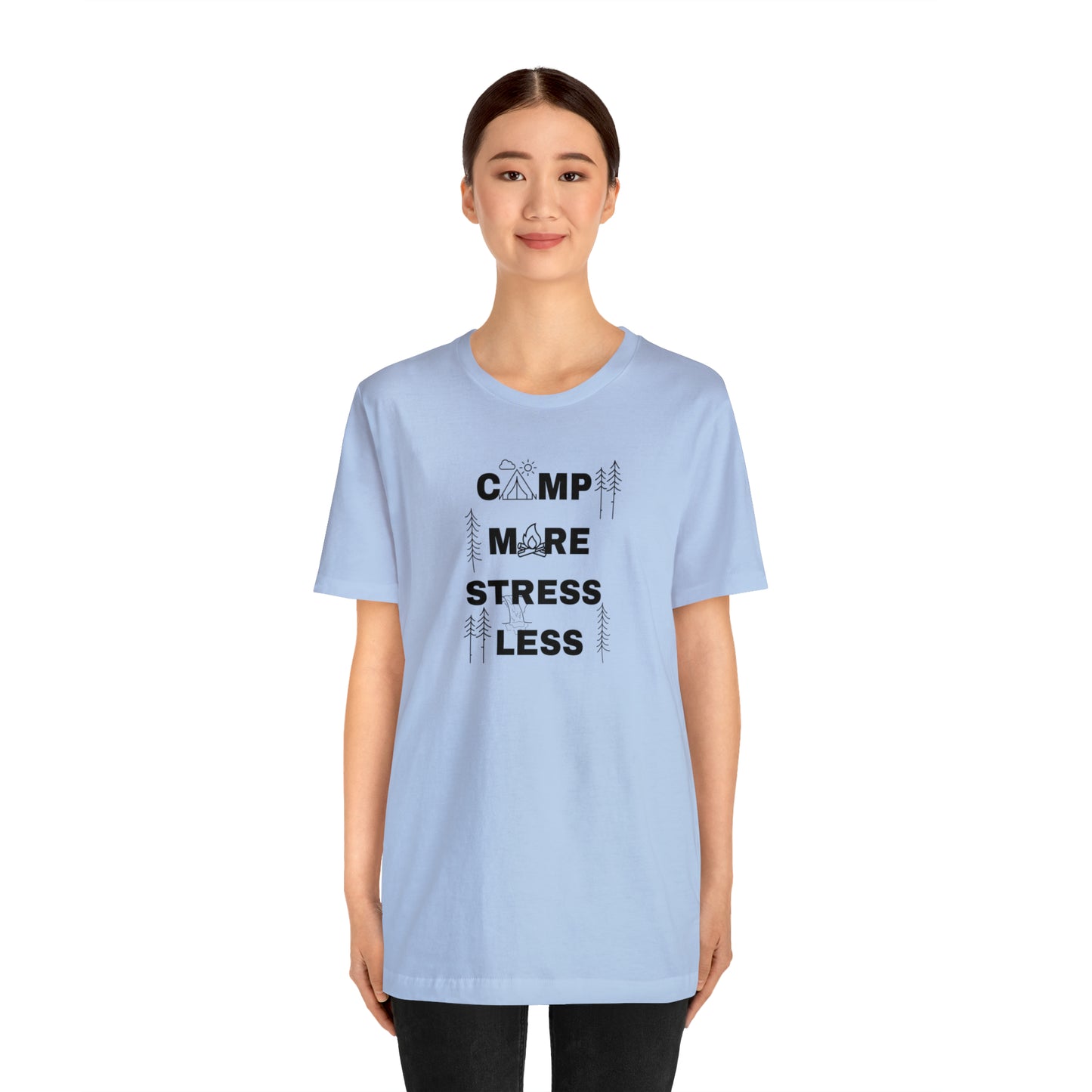 Camp More Stress Less Unisex Jersey Short Sleeve Tee