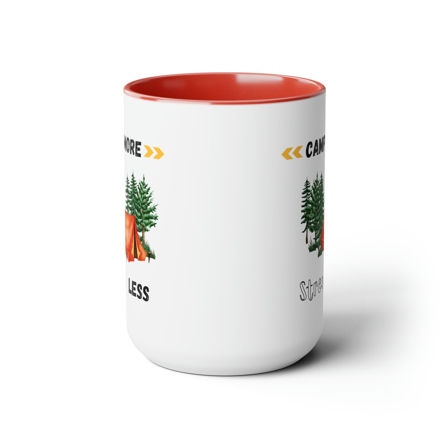 Camp More Stress Less Two-Tone Coffee Mugs, 15oz