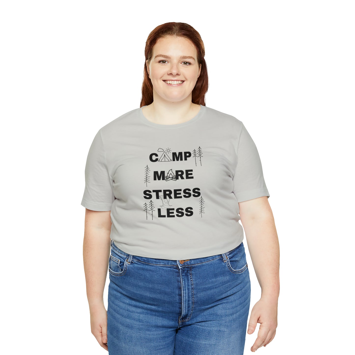 Camp More Stress Less Unisex Jersey Short Sleeve Tee