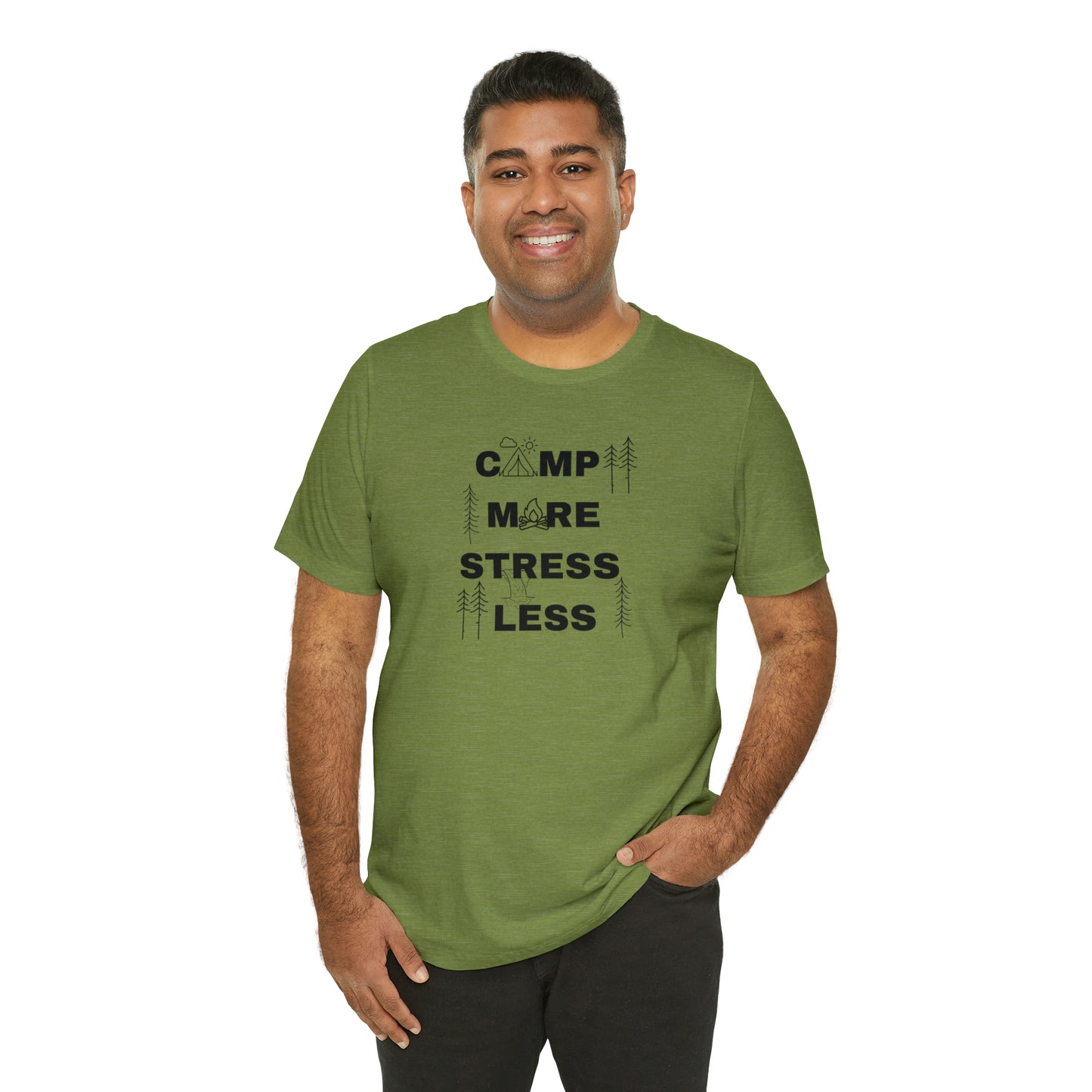 Camp More Stress Less Unisex Jersey Short Sleeve Tee