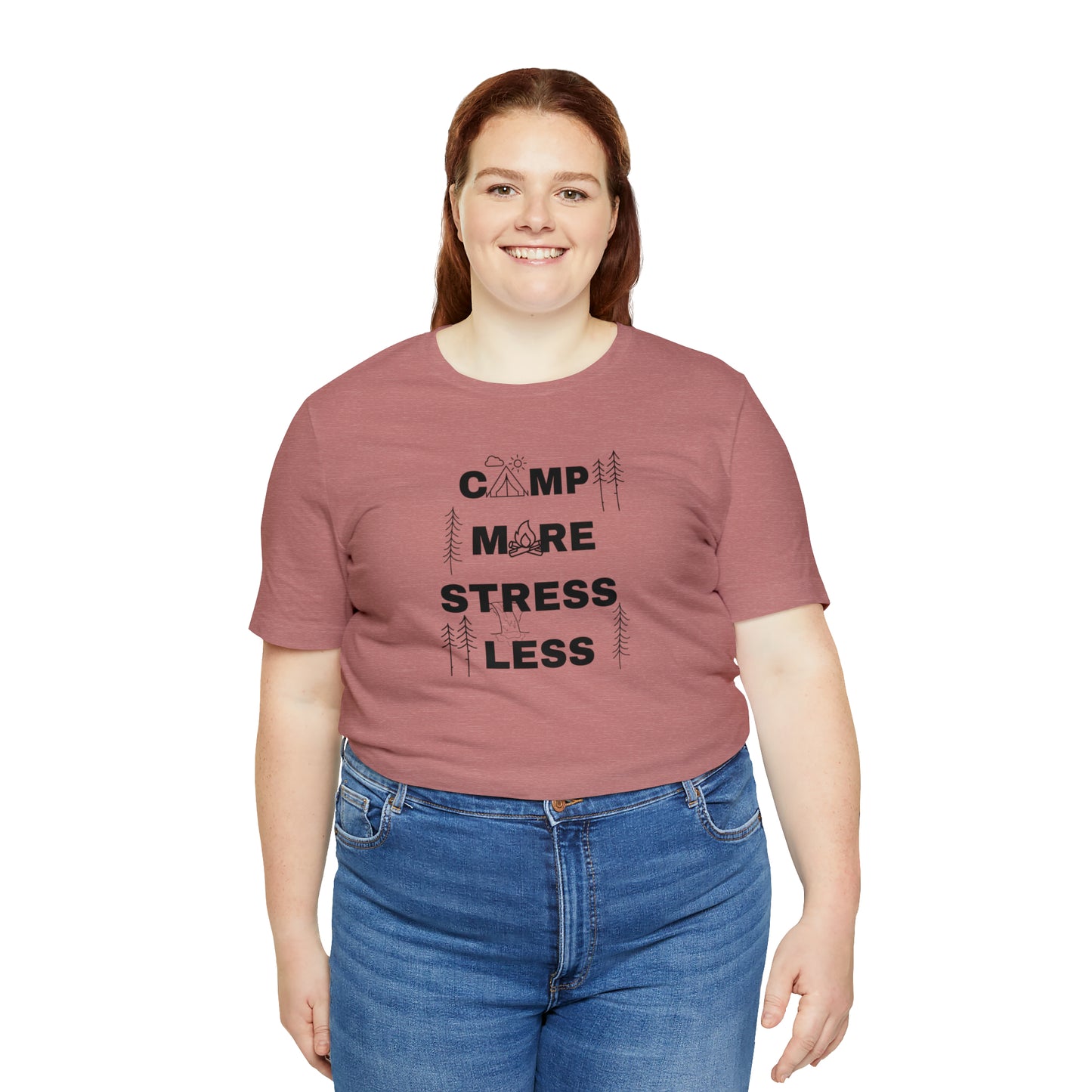 Camp More Stress Less Unisex Jersey Short Sleeve Tee
