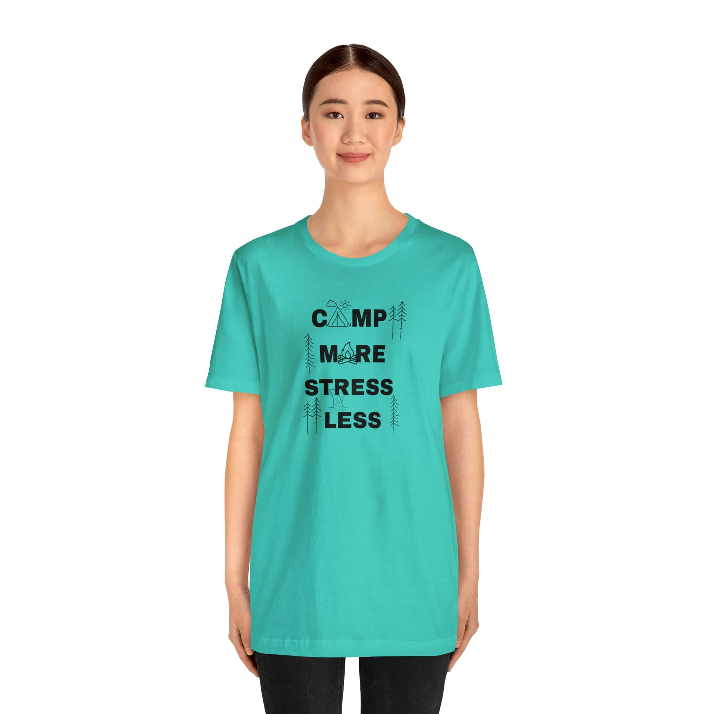 Camp More Stress Less Unisex Jersey Short Sleeve Tee