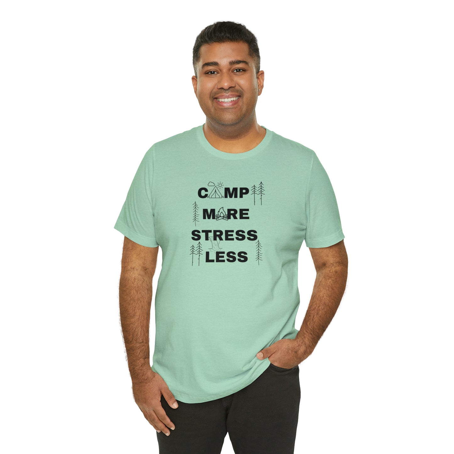 Camp More Stress Less Unisex Jersey Short Sleeve Tee