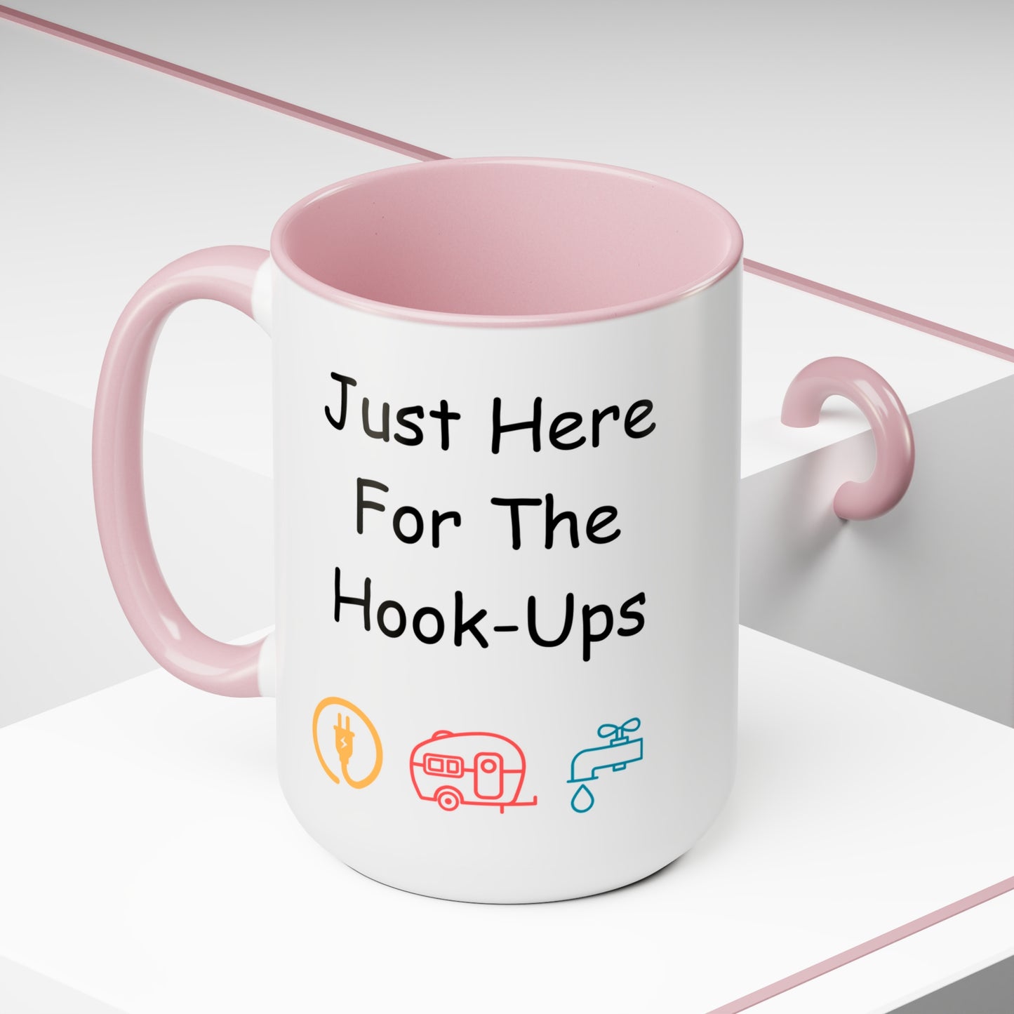 Just Here For The Hook Ups Two-Tone Coffee Mugs, 15oz