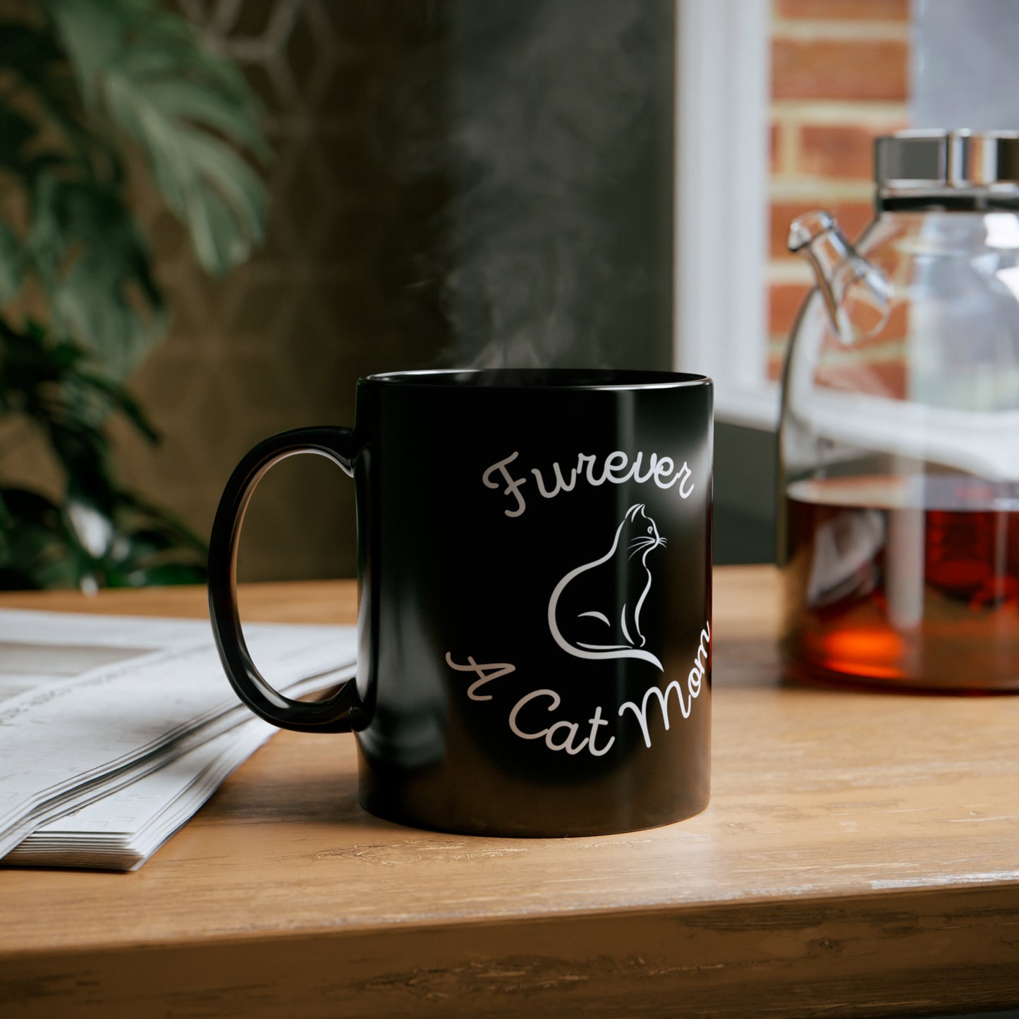 Furever A Cat Mom 11oz Black Mug