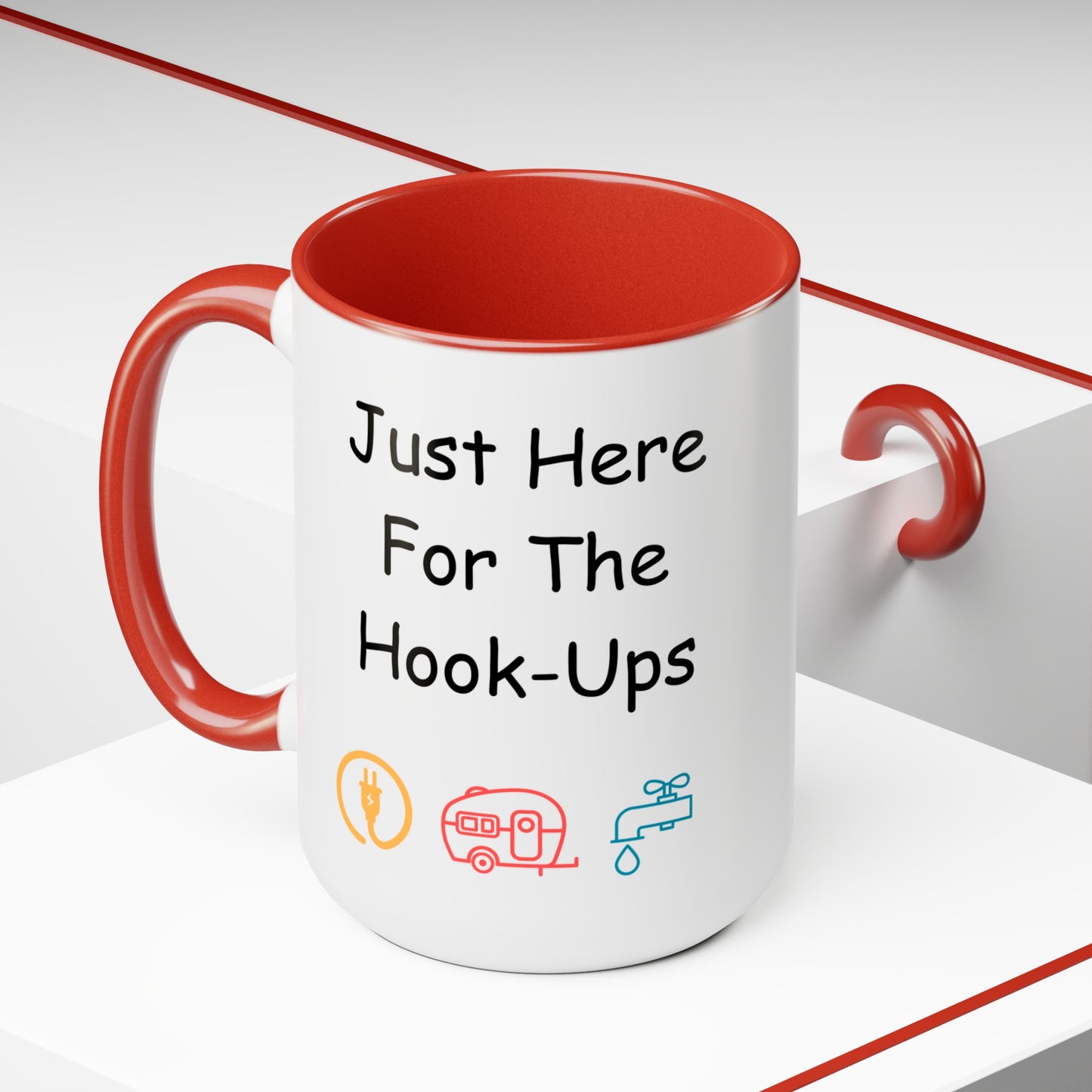 Just Here For The Hook Ups Two-Tone Coffee Mugs, 15oz