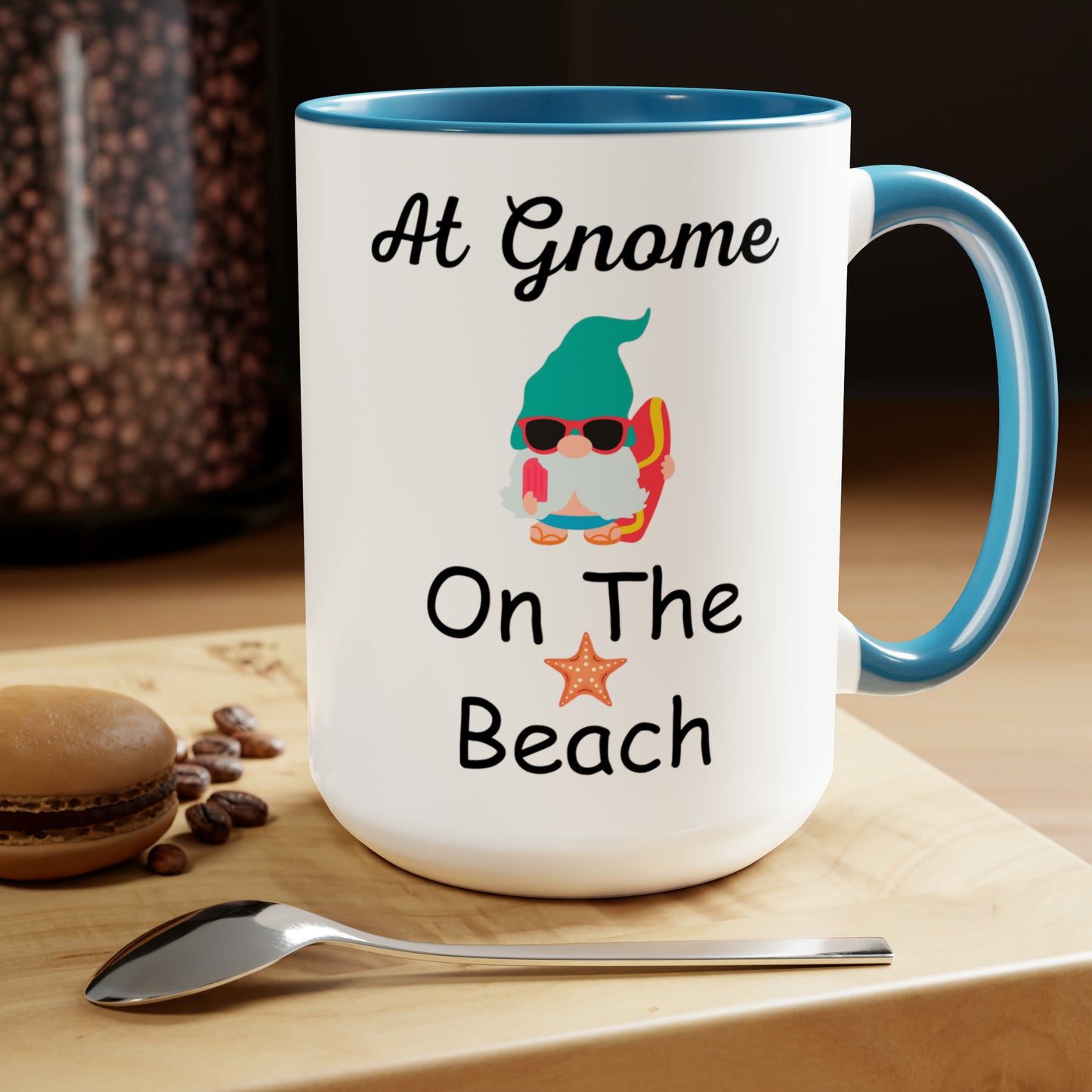 At Gnome On The Beach Two-Tone Coffee Mugs, 15oz