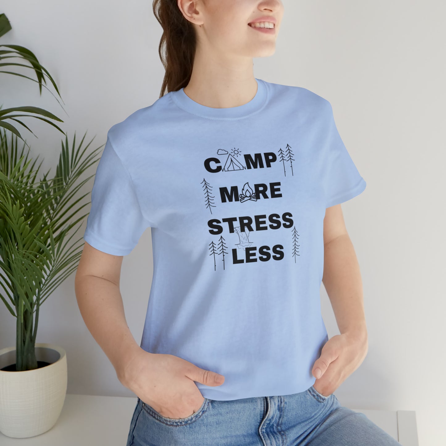 Camp More Stress Less Unisex Jersey Short Sleeve Tee