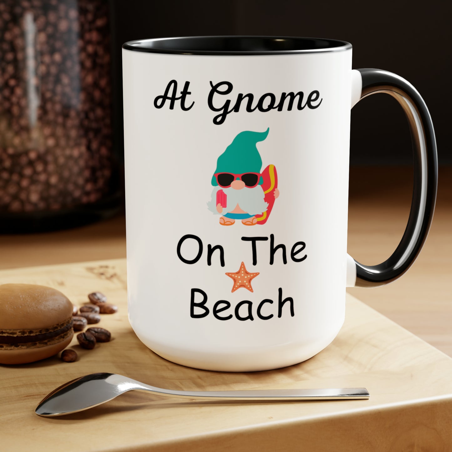 At Gnome On The Beach Two-Tone Coffee Mugs, 15oz