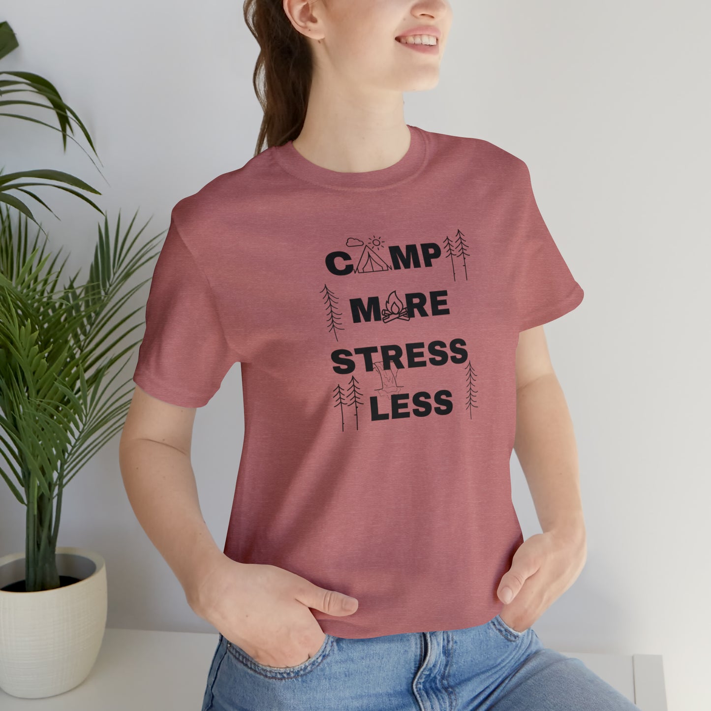Camp More Stress Less Unisex Jersey Short Sleeve Tee