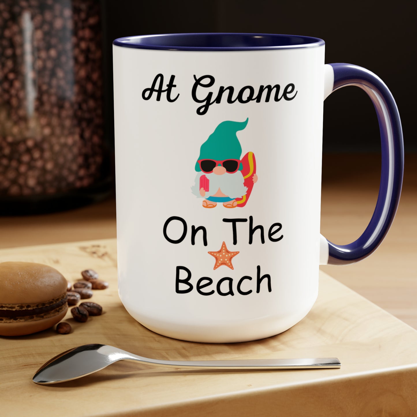 At Gnome On The Beach Two-Tone Coffee Mugs, 15oz