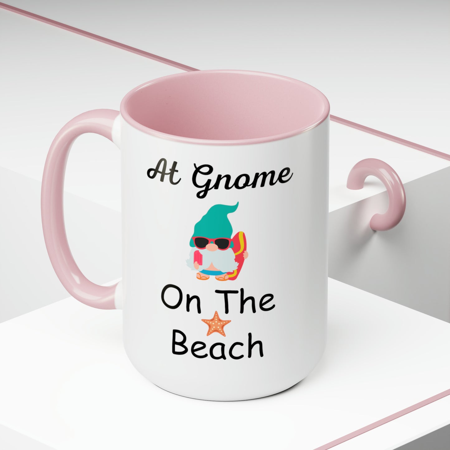 At Gnome On The Beach Two-Tone Coffee Mugs, 15oz