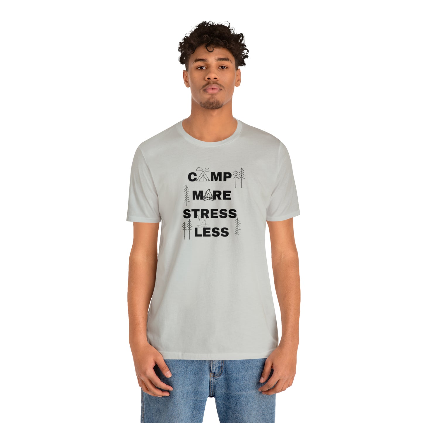 Camp More Stress Less Unisex Jersey Short Sleeve Tee
