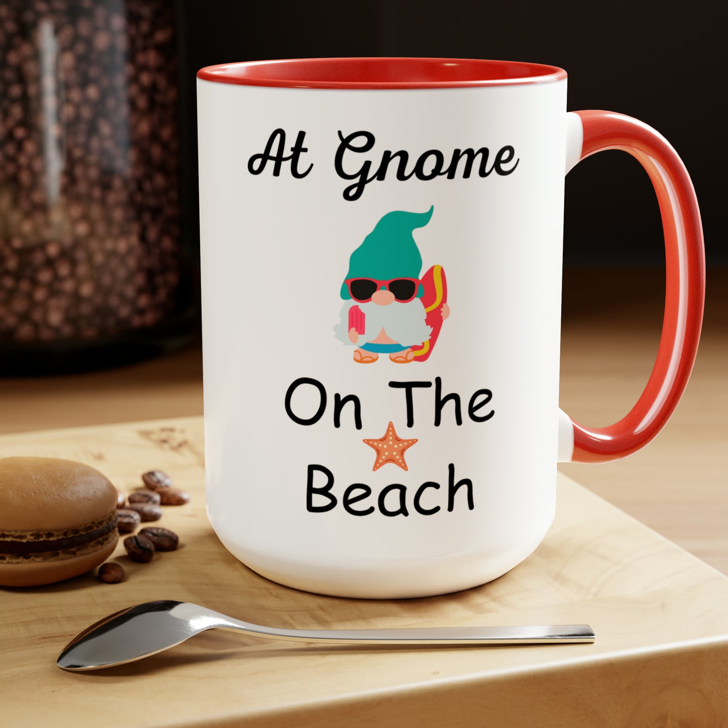 At Gnome On The Beach Two-Tone Coffee Mugs, 15oz