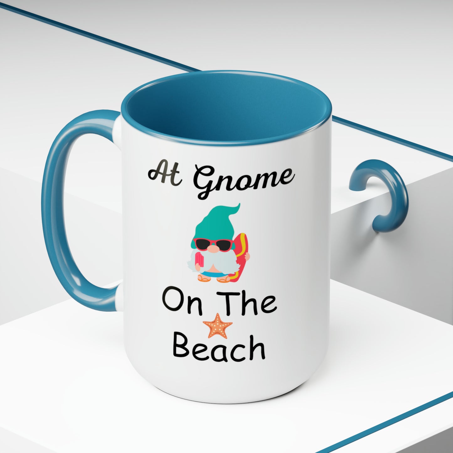 At Gnome On The Beach Two-Tone Coffee Mugs, 15oz