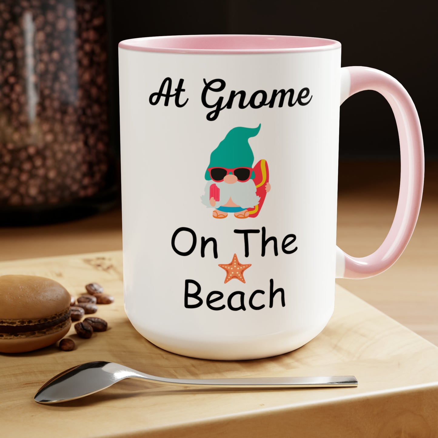 At Gnome On The Beach Two-Tone Coffee Mugs, 15oz