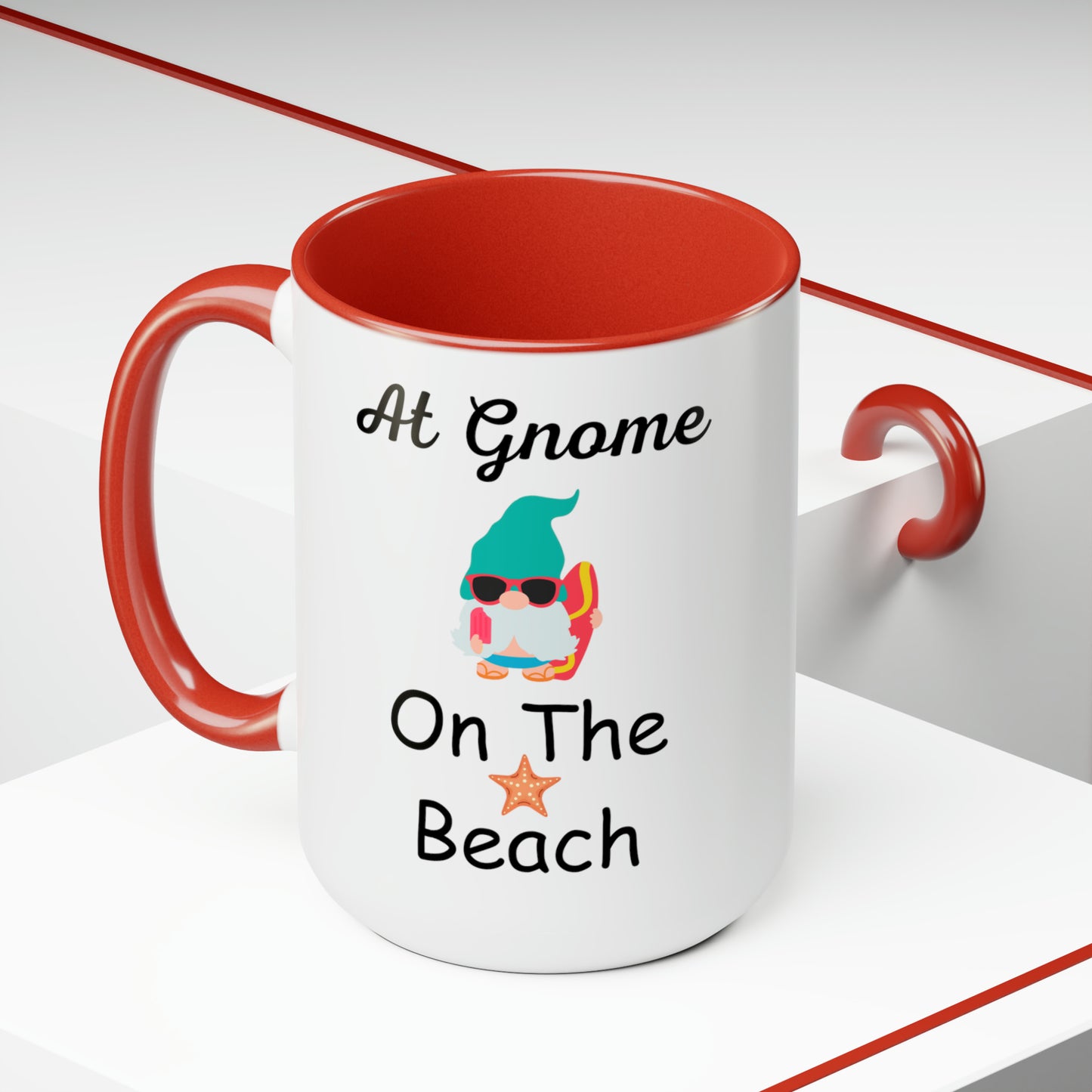 At Gnome On The Beach Two-Tone Coffee Mugs, 15oz