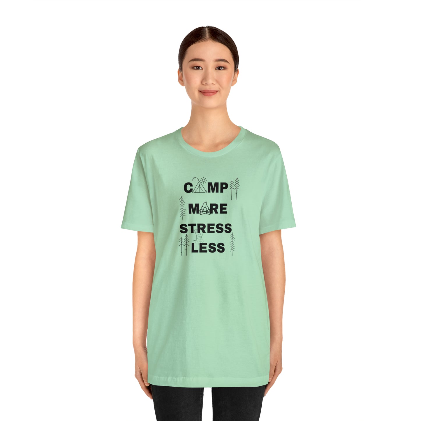 Camp More Stress Less Unisex Jersey Short Sleeve Tee