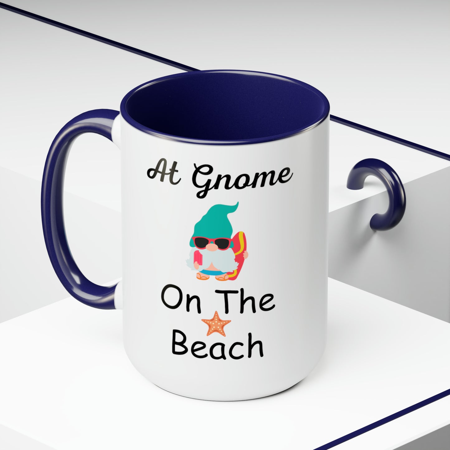 At Gnome On The Beach Two-Tone Coffee Mugs, 15oz